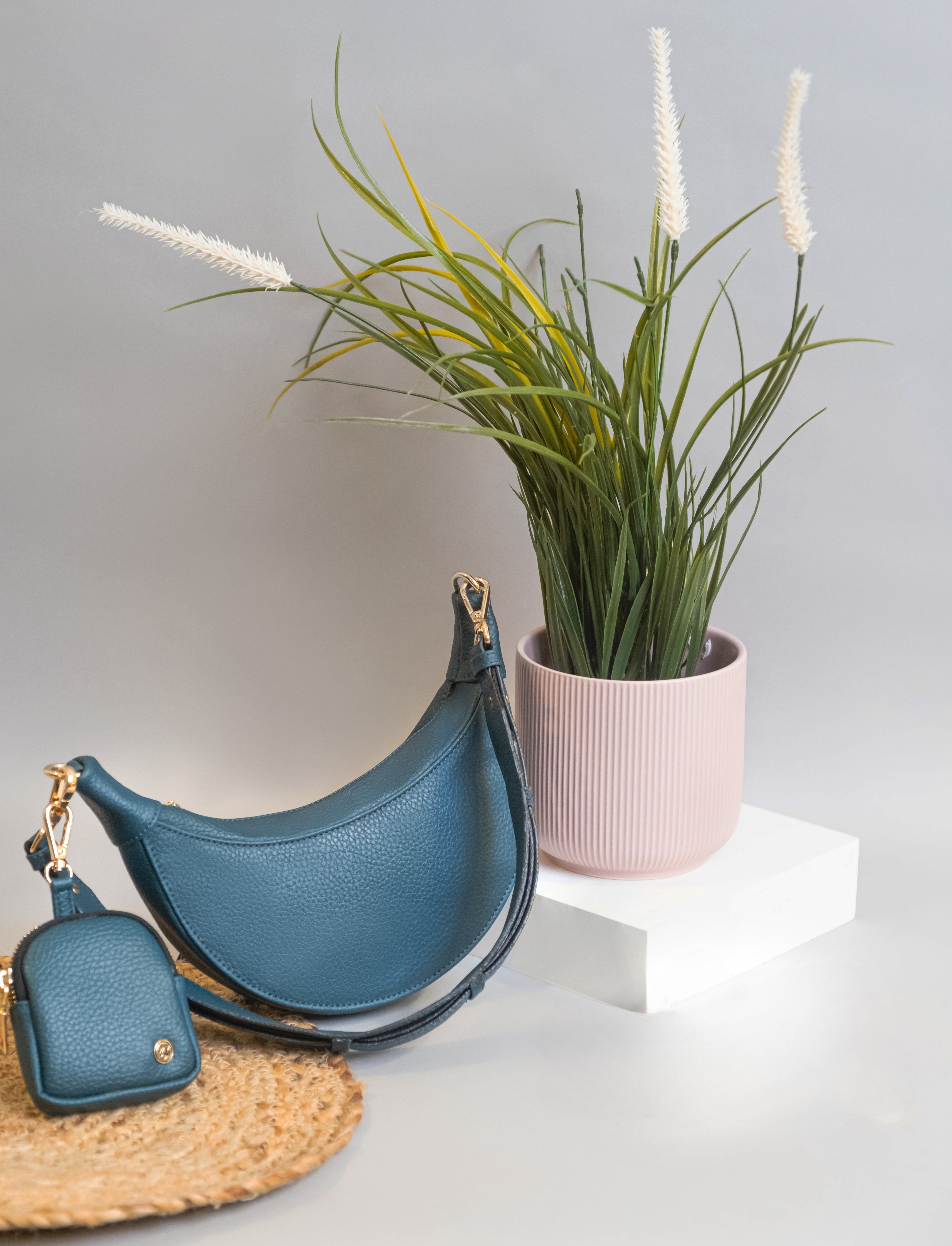 Crescent Moon Bag - Peacock Blue