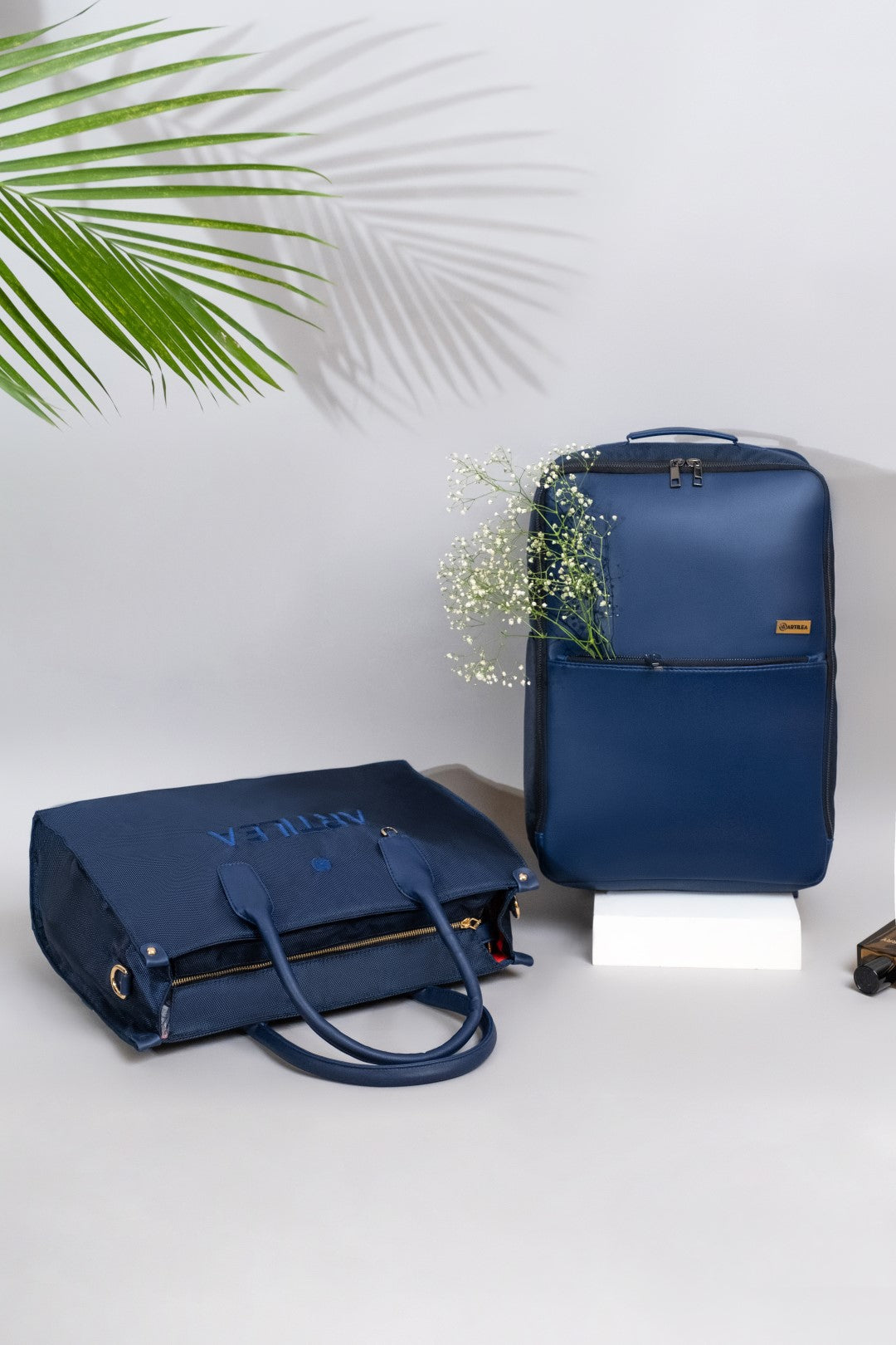 Thorin Backpack & Matty & PU Tote Bag Navy Blue(Combo)