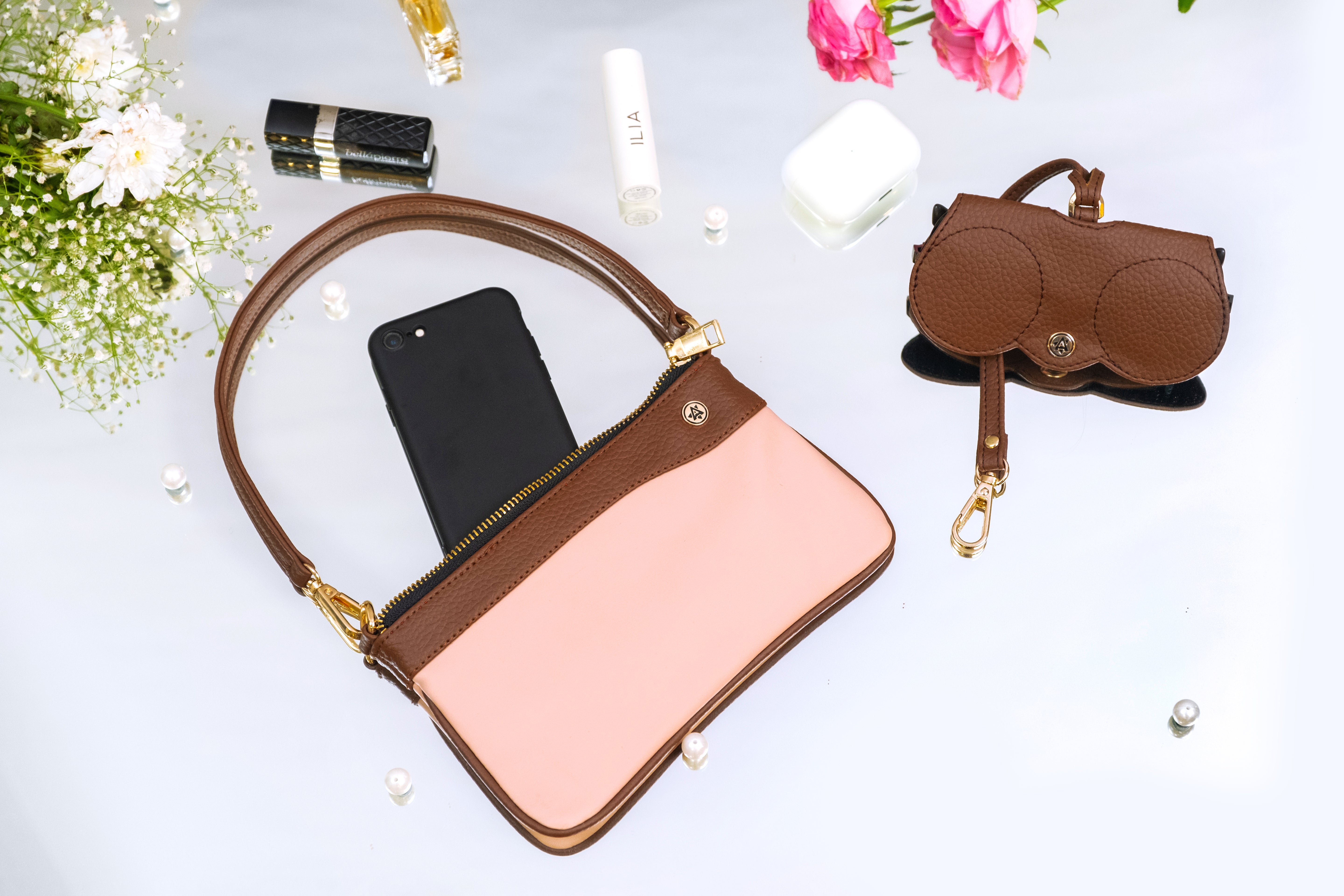 Wristlet Wallet & Eyeglass Case Light Pink(Combo)