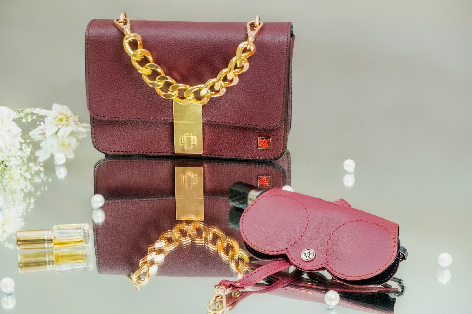Sling Bag & Wristlet Wallet - Wine(Combo)