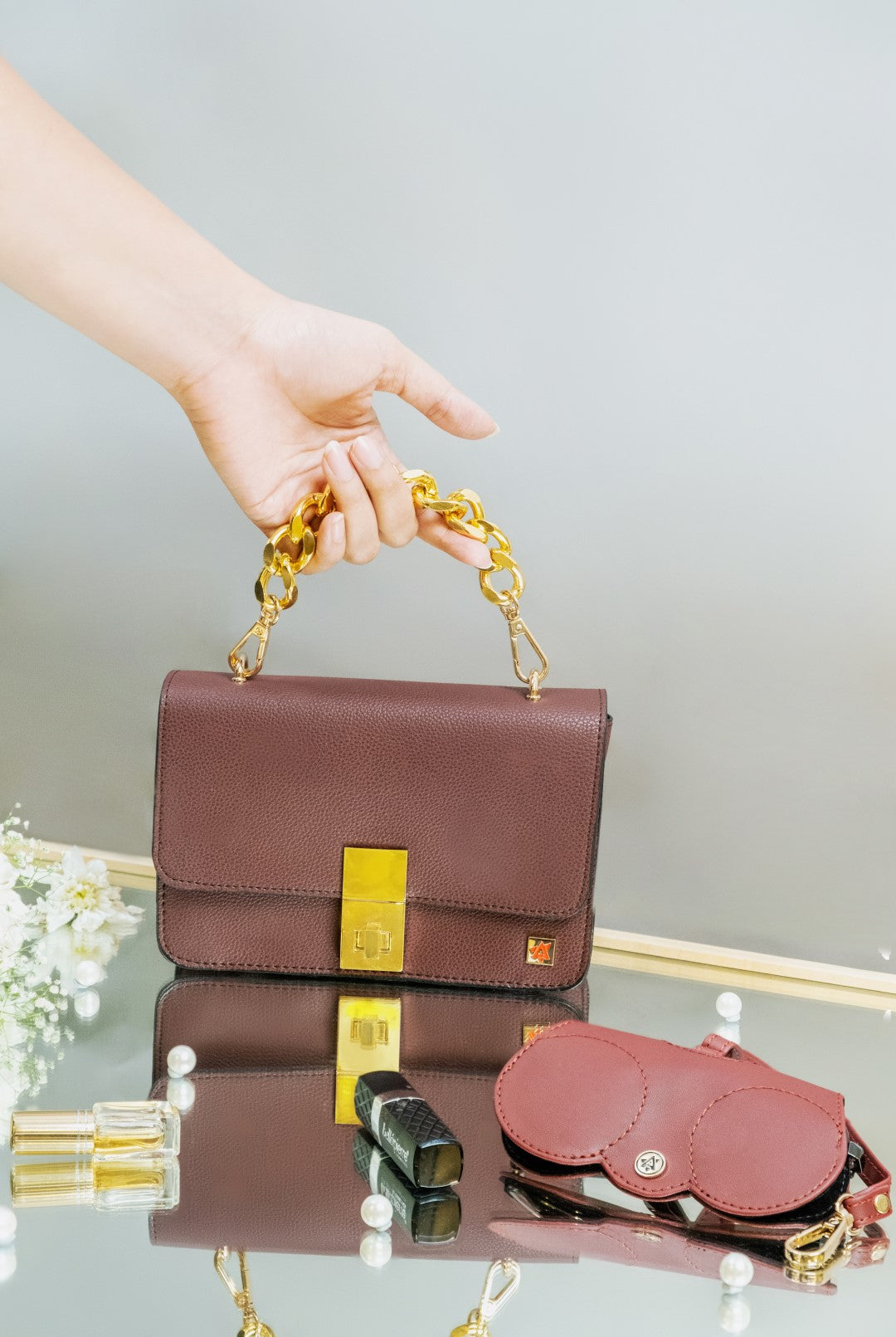 Sling Bag & Wristlet Wallet - Wine(Combo)