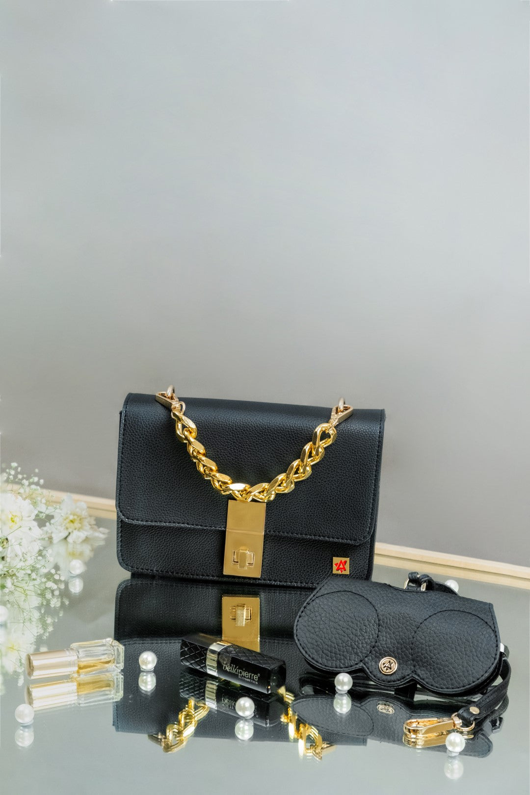 Sling Bag & Sunglass Case - Black(Combo)