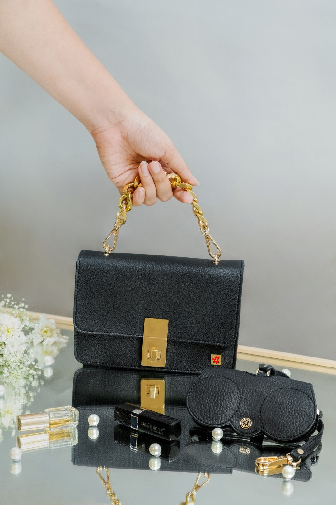 Sling Bag & Sunglass Case - Black(Combo)