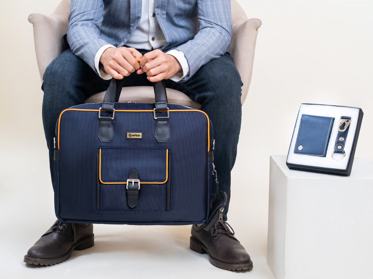 Laptop bag & Corporate gift set Blue(Combo)