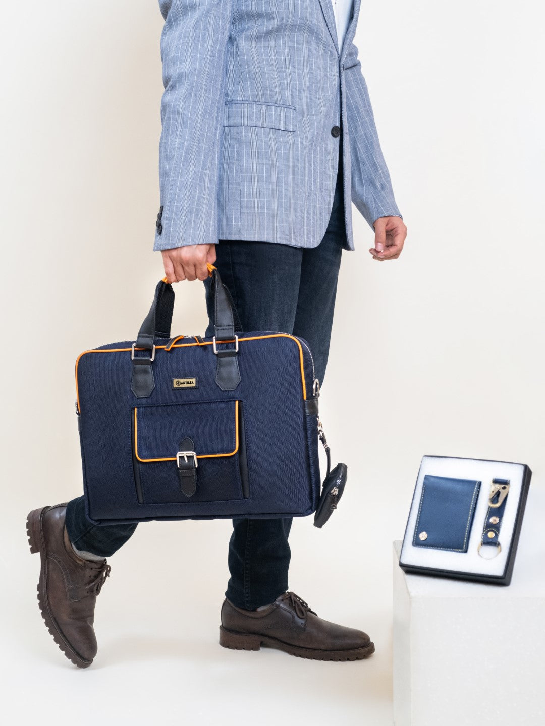 Laptop bag & Corporate gift set Blue(Combo)