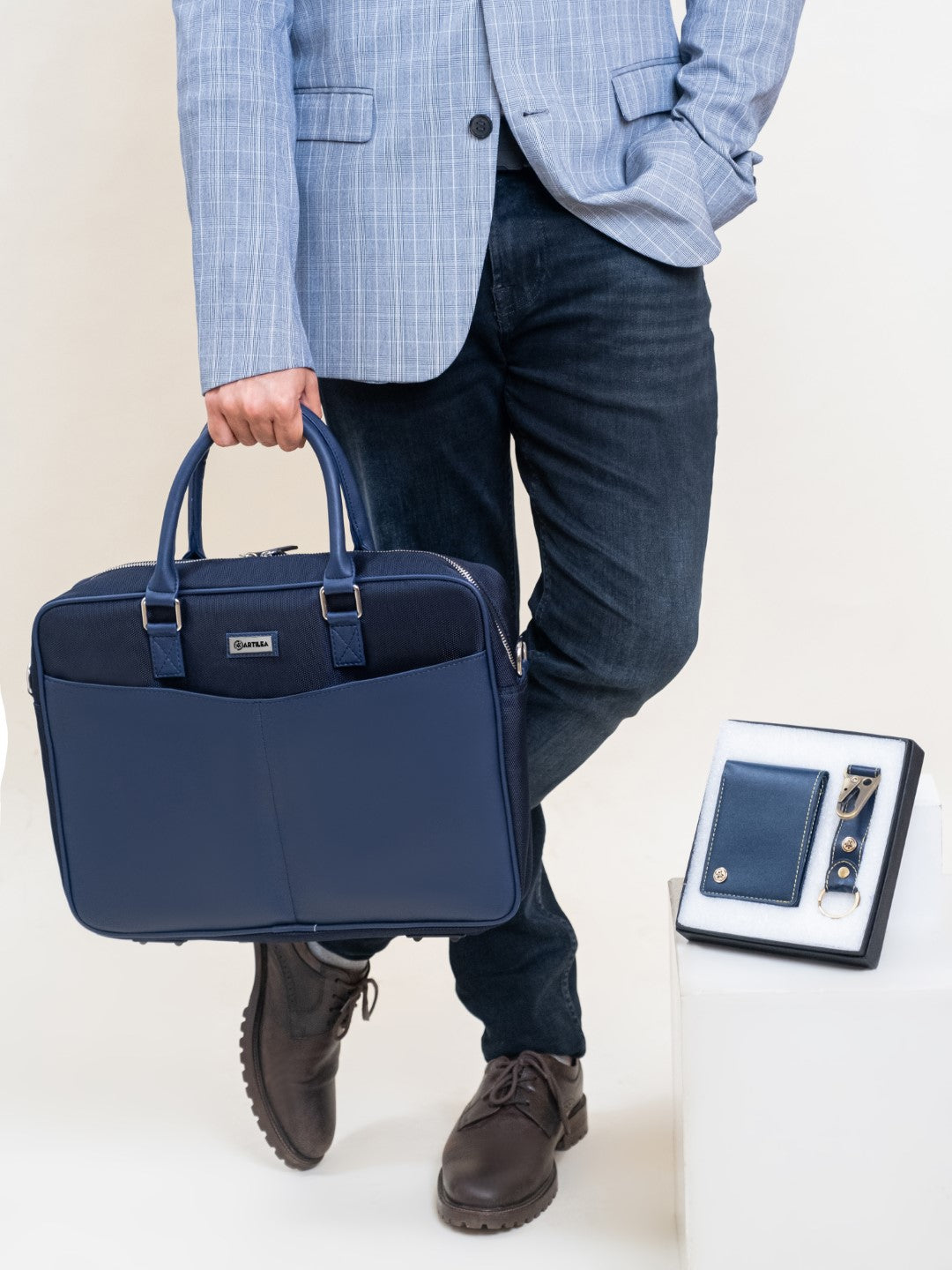 Laptop bag & Corporate gift set Blue(Combo)