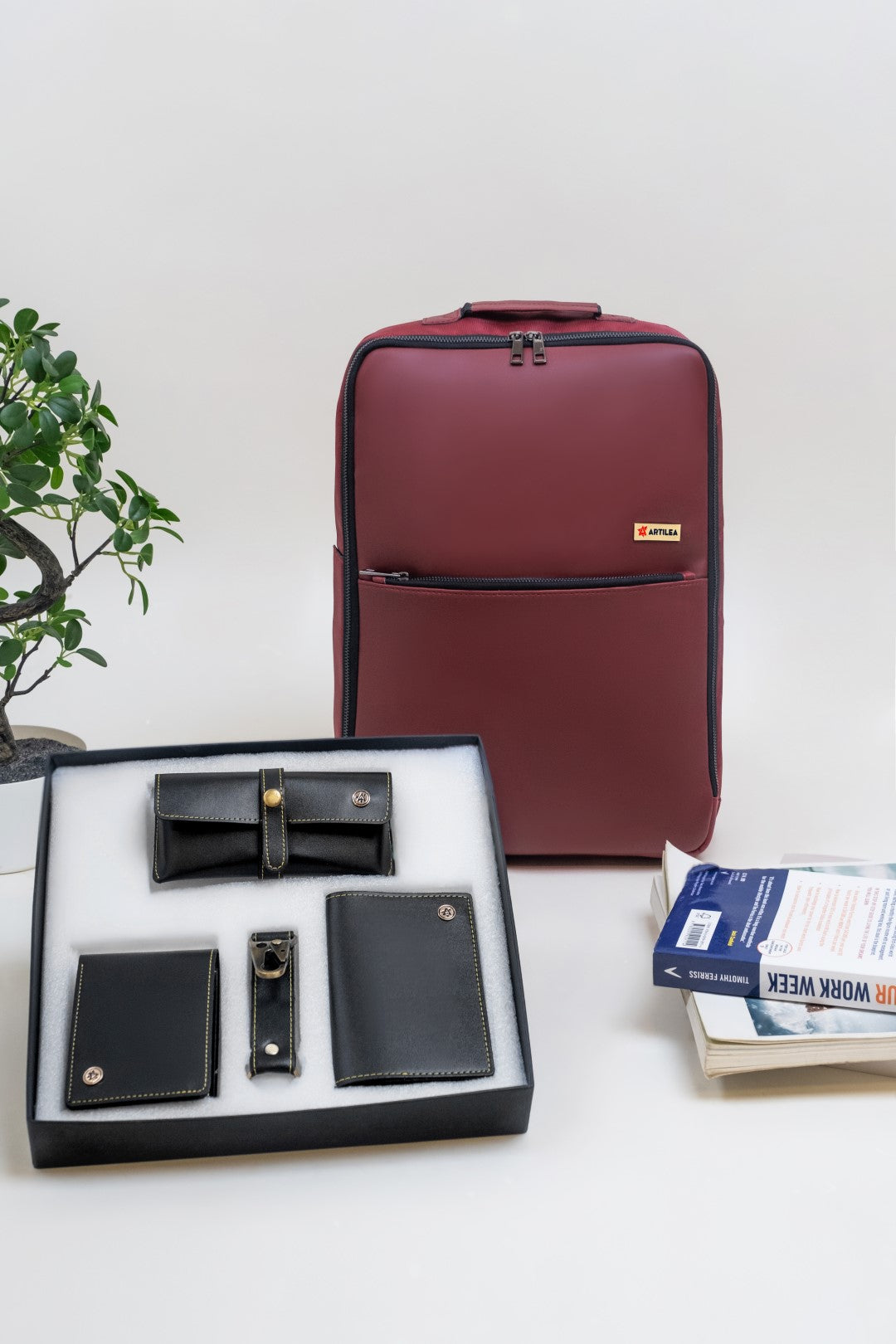 Thorin Backpack & Corporate gift Set-combo (Maroon-Black)