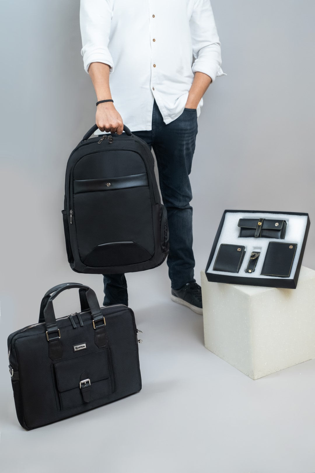 Laptop Backpack & Laptop Bag & Corporate Gift Set Black(Combo)