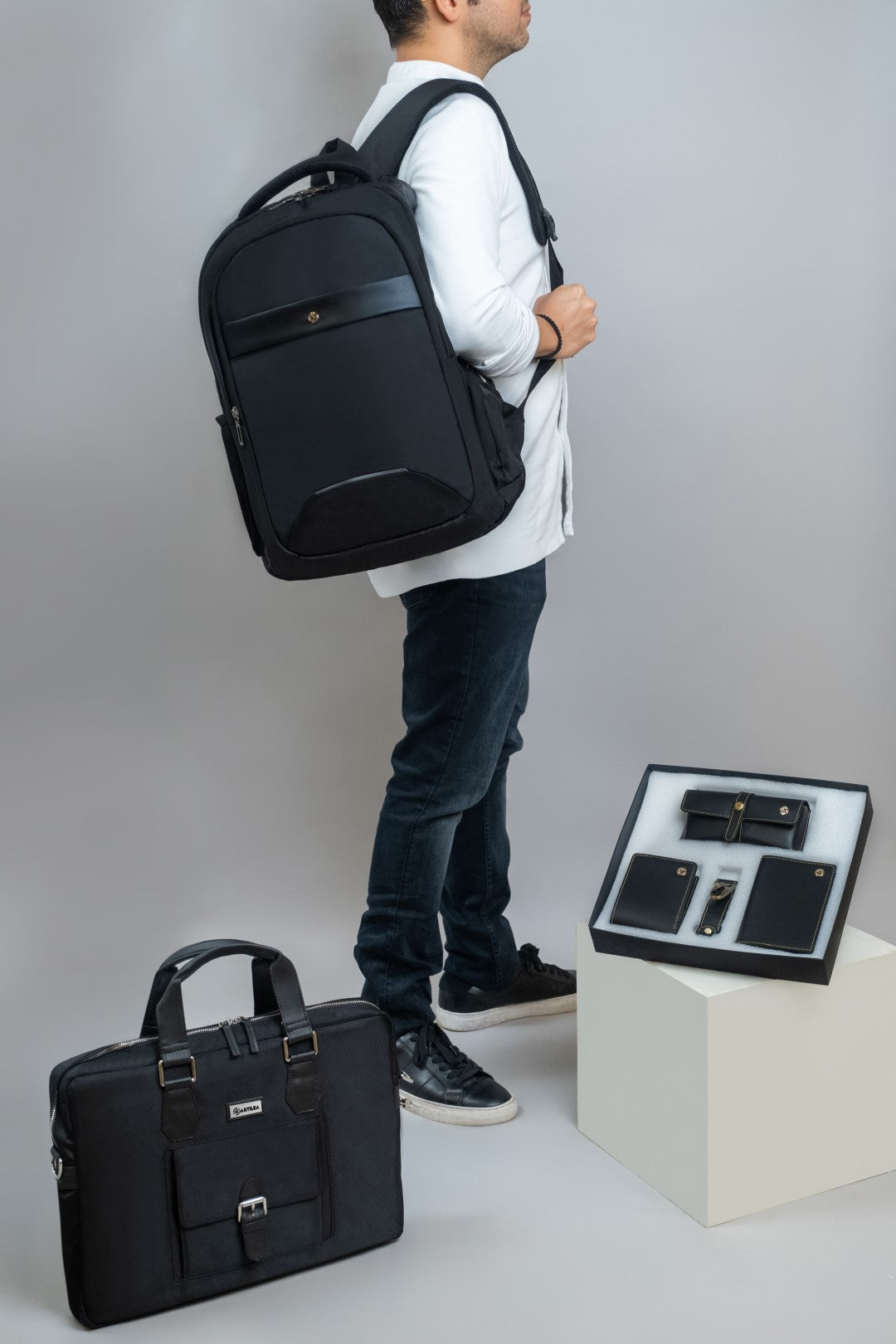 Laptop Backpack & Laptop Bag & Corporate Gift Set Black(Combo)