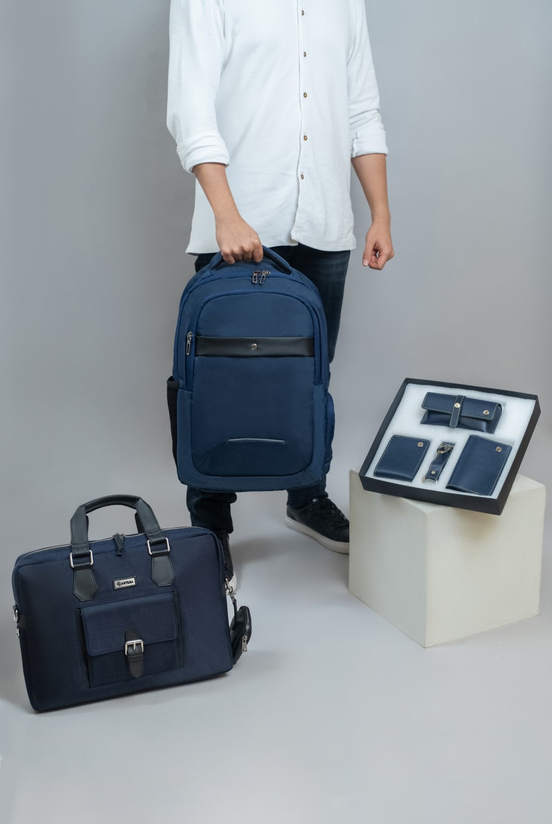 Laptop Backpack & Laptop Bag & Corporate Gift Set Blue(Combo)