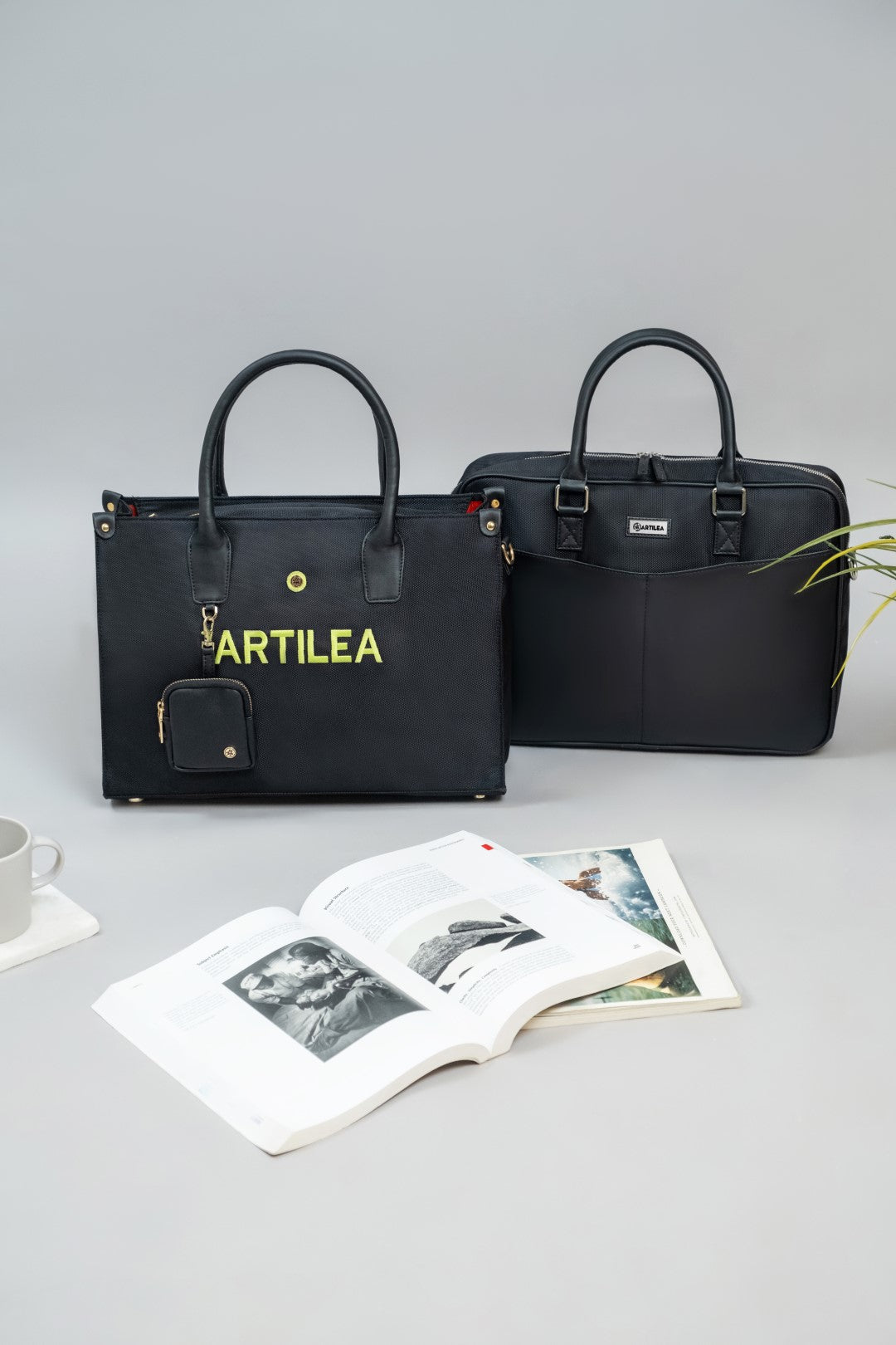 Laptop Bag &  Matty & Pu Tote Bag-Black (Combo)