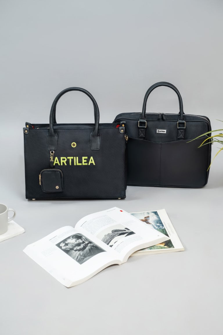 Laptop bag &  Matty & PU Tote Bag Black(Combo)