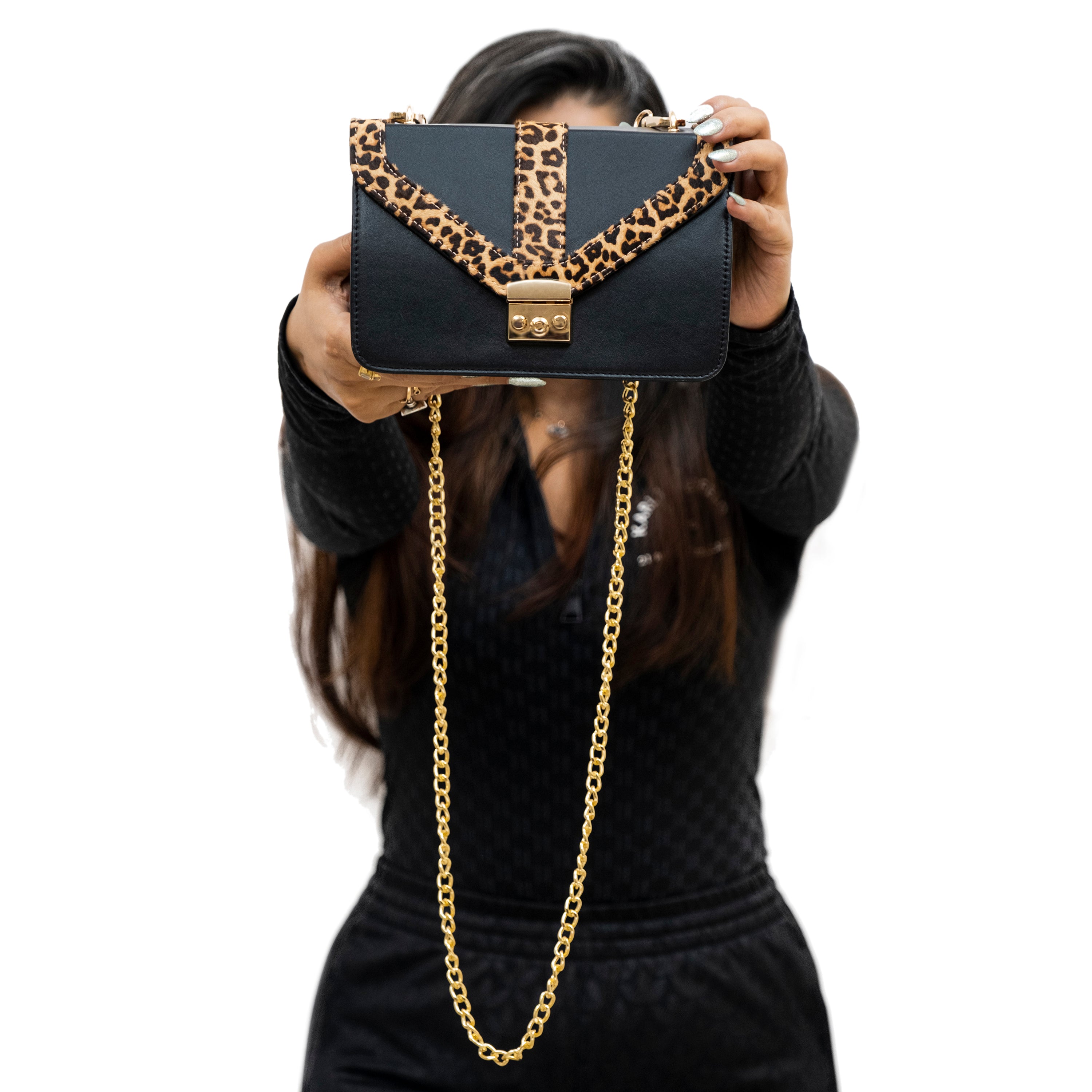 Genuine Leather Sling Bag - Black