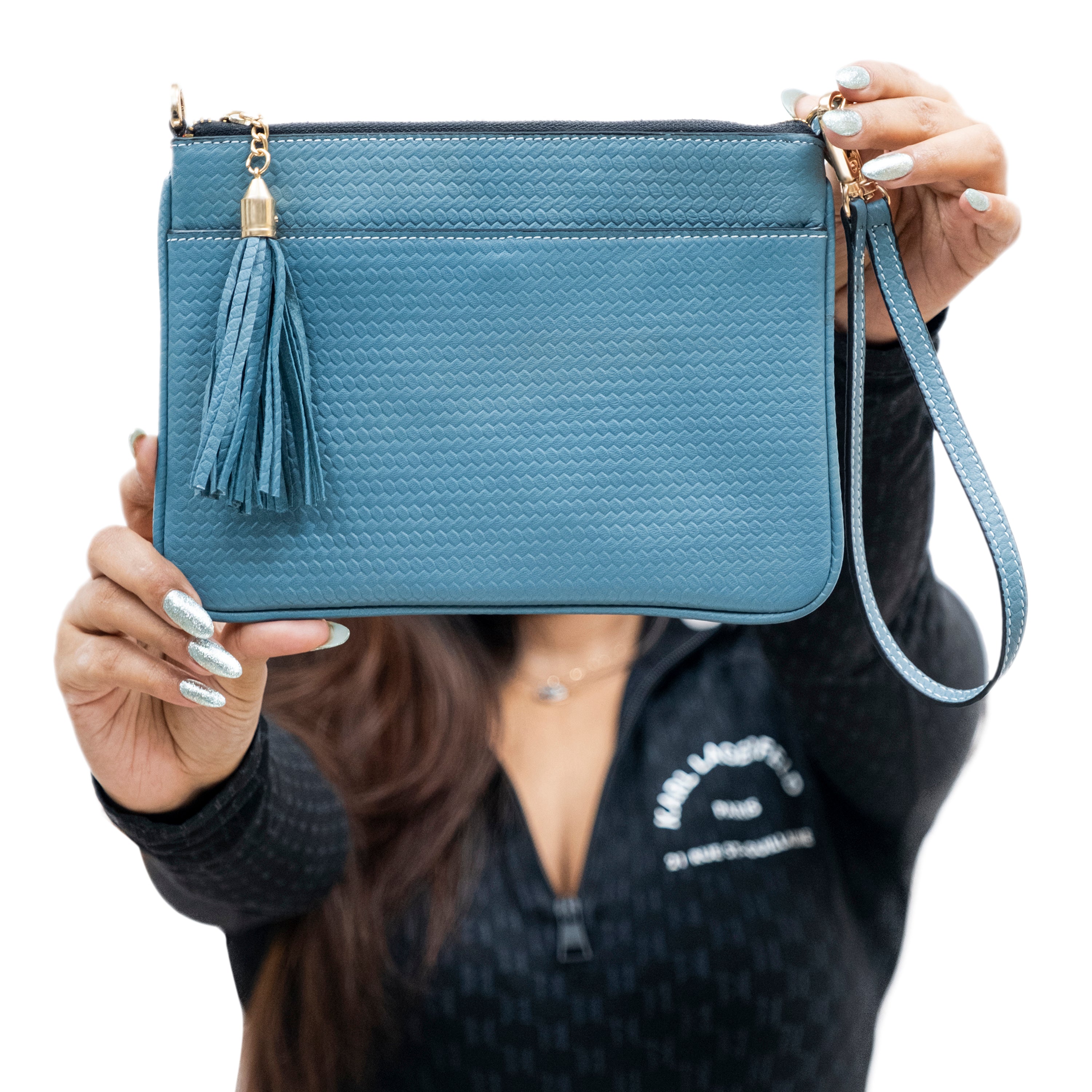 Genuine Leather Wristlet (Big) - Blue