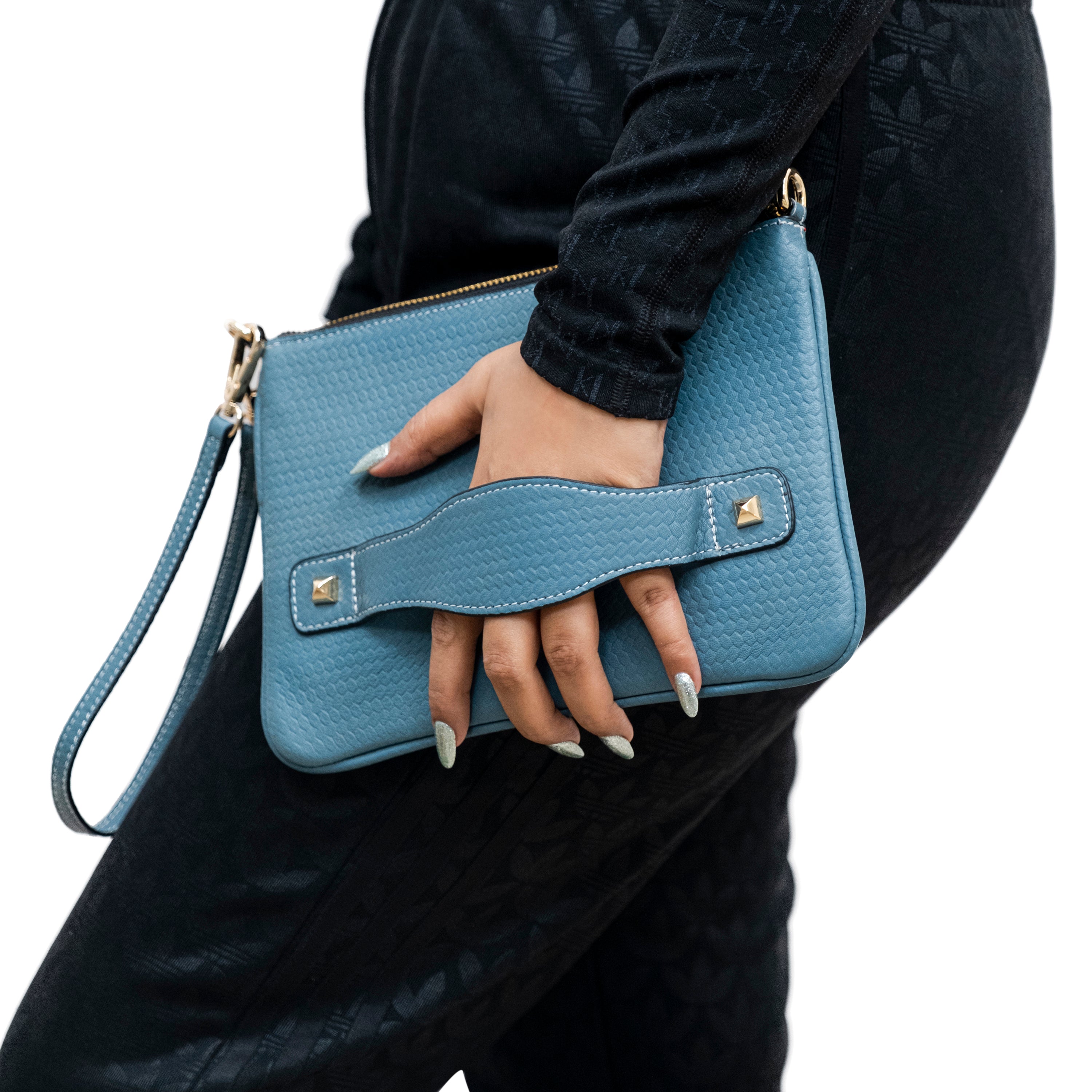 Genuine Leather Wristlet (Big) - Blue