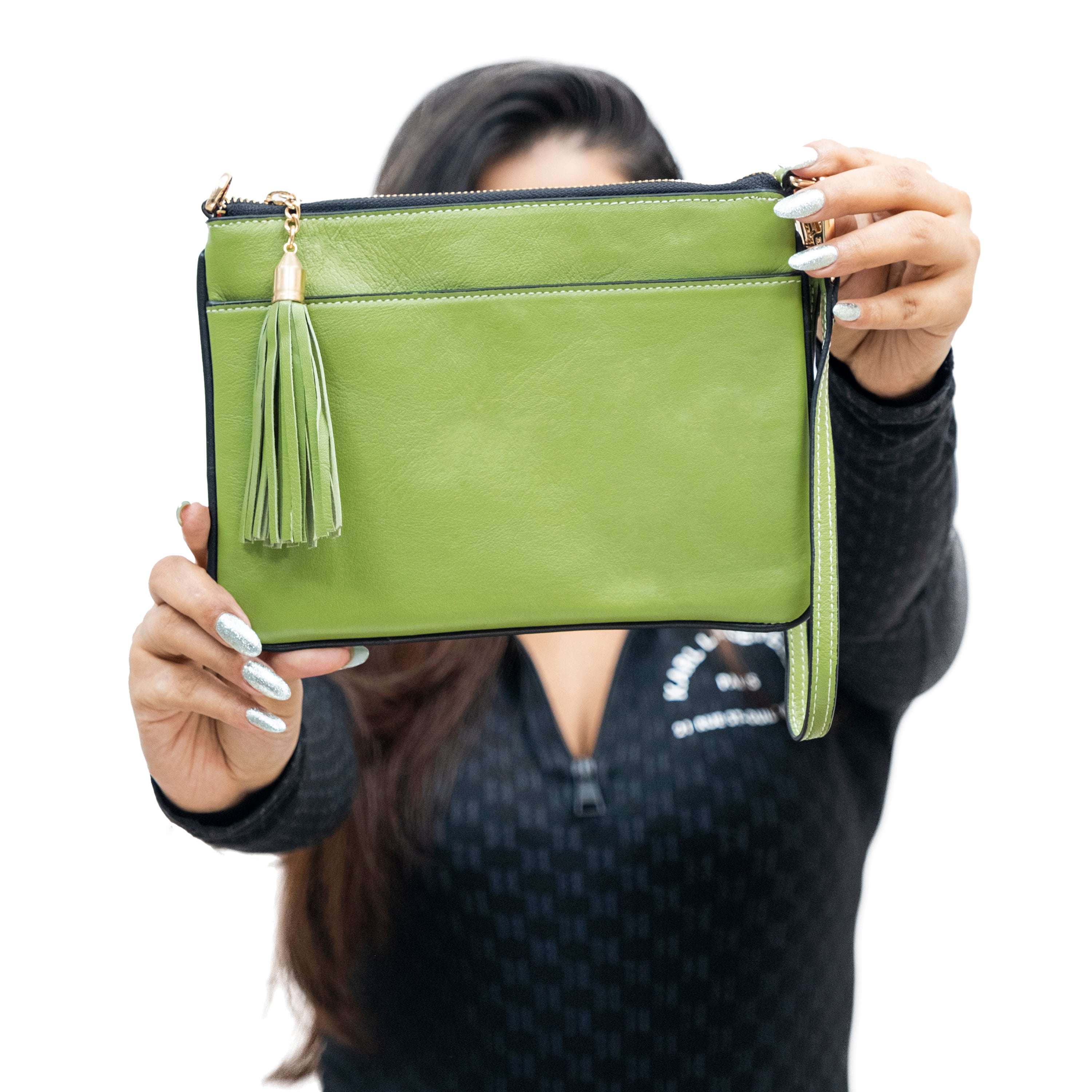 Genuine Leather Wristlet - Green