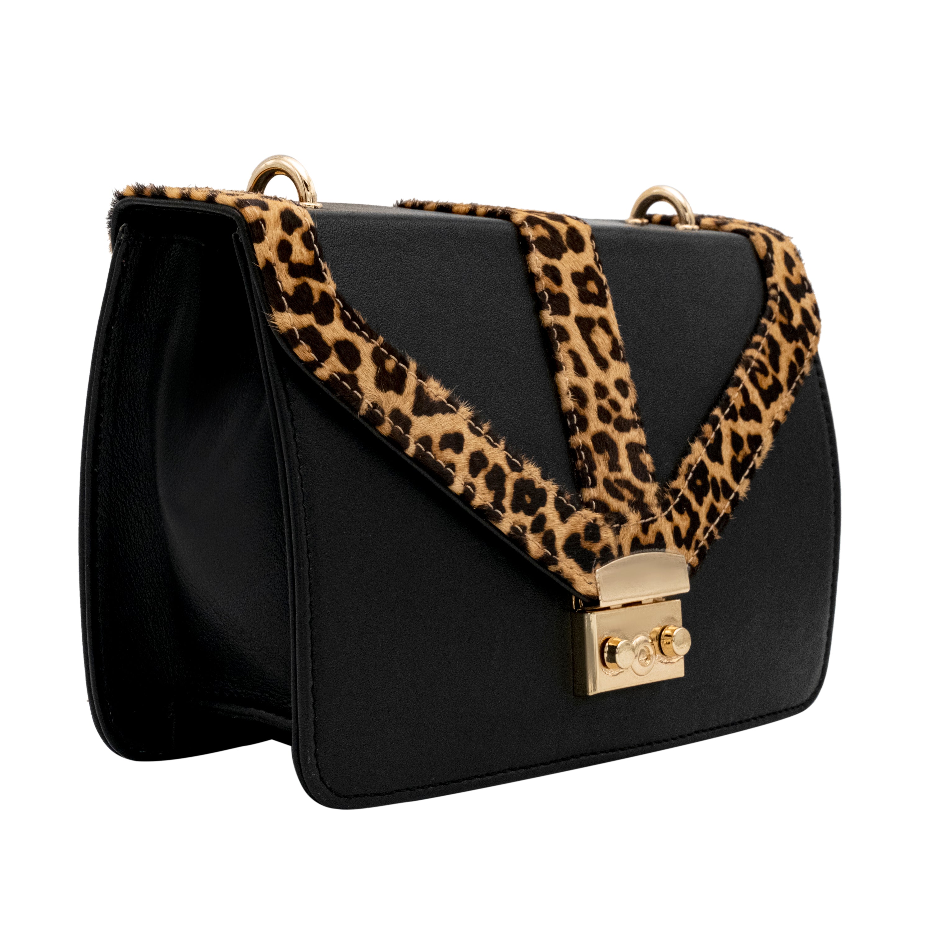 Genuine Leather Sling Bag - Black