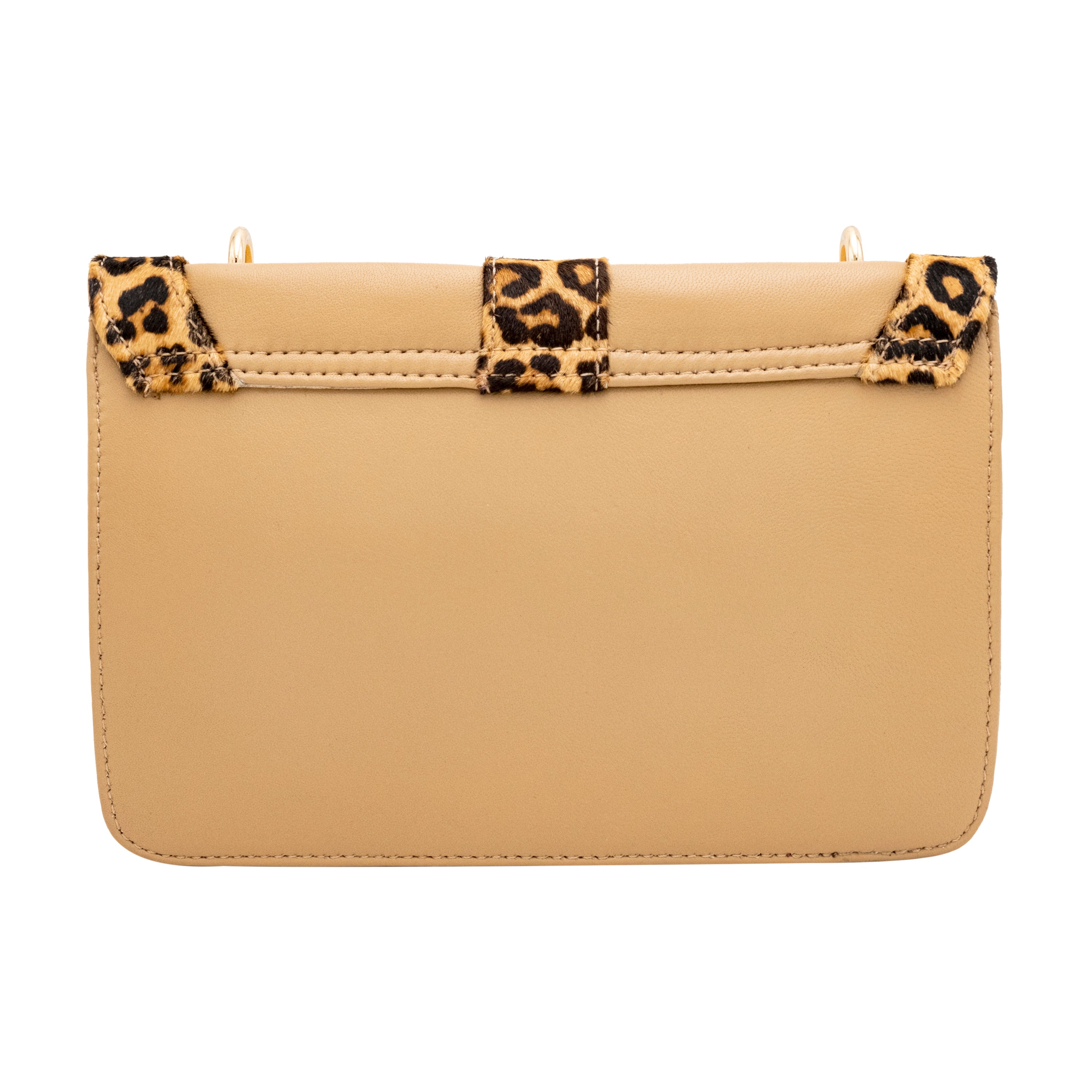 Genuine Leather Sling Bag - Beige