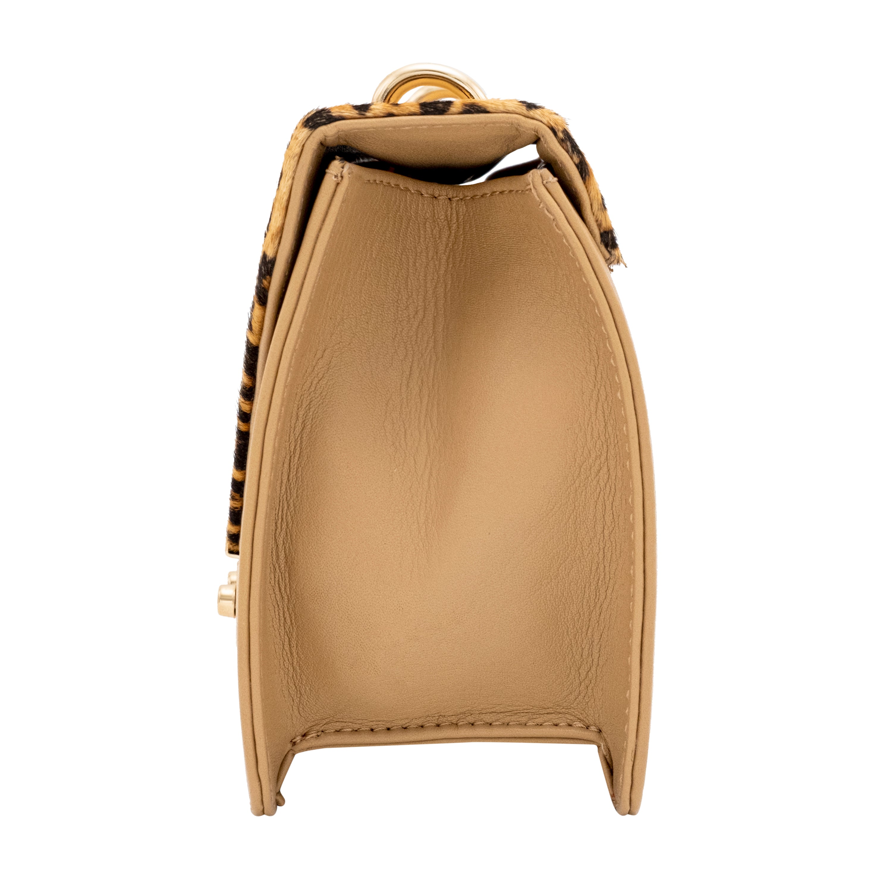 Genuine Leather Sling Bag - Beige