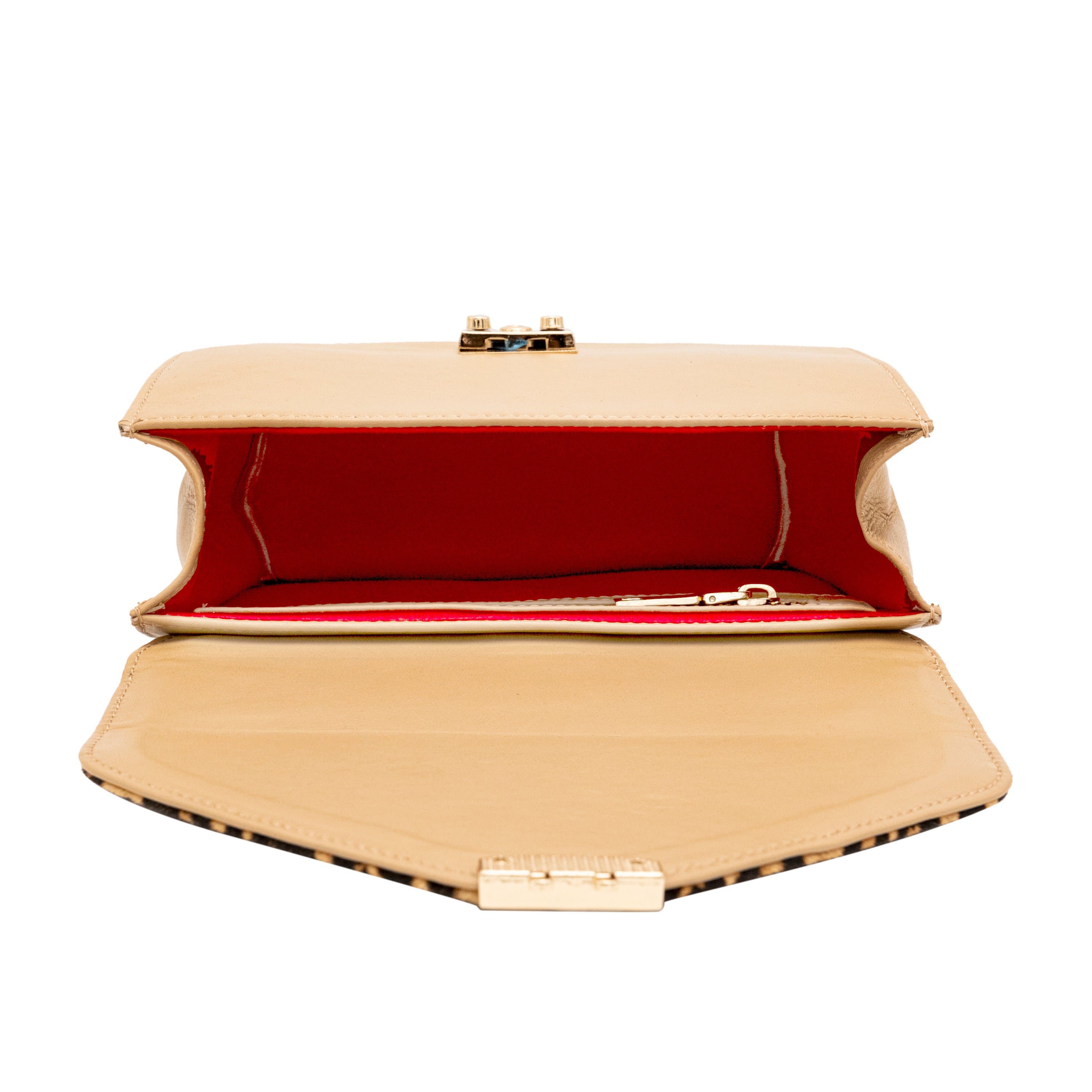 Genuine Leather Sling Bag - Beige