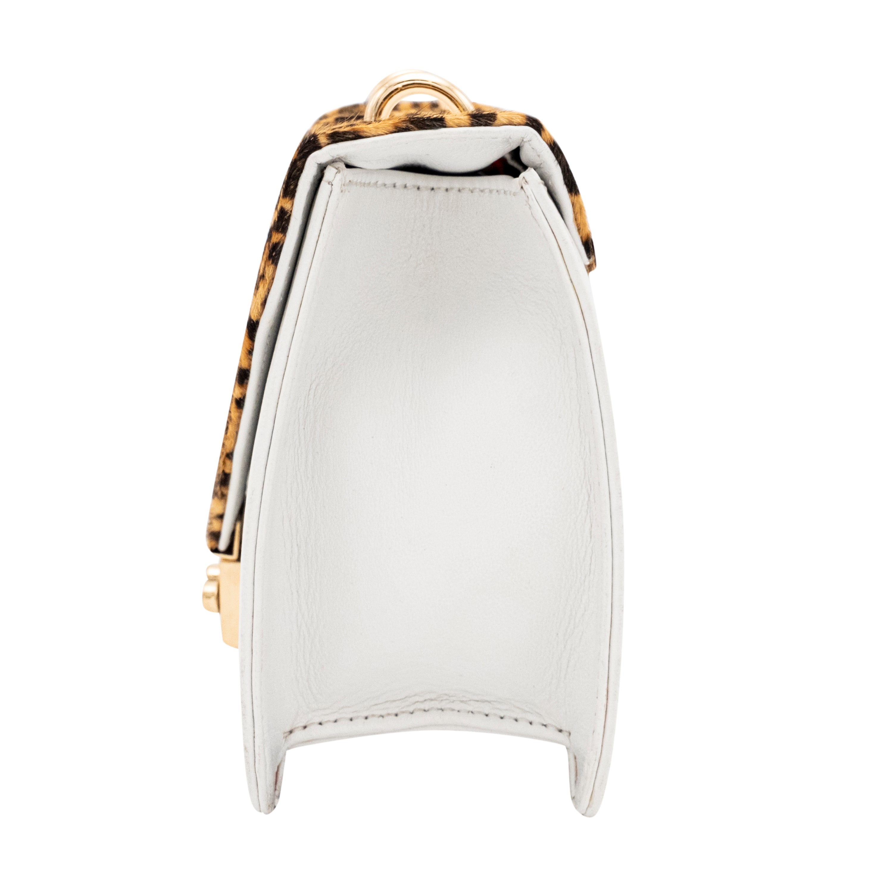 Genuine Leather Sling Bag - White , Leopard