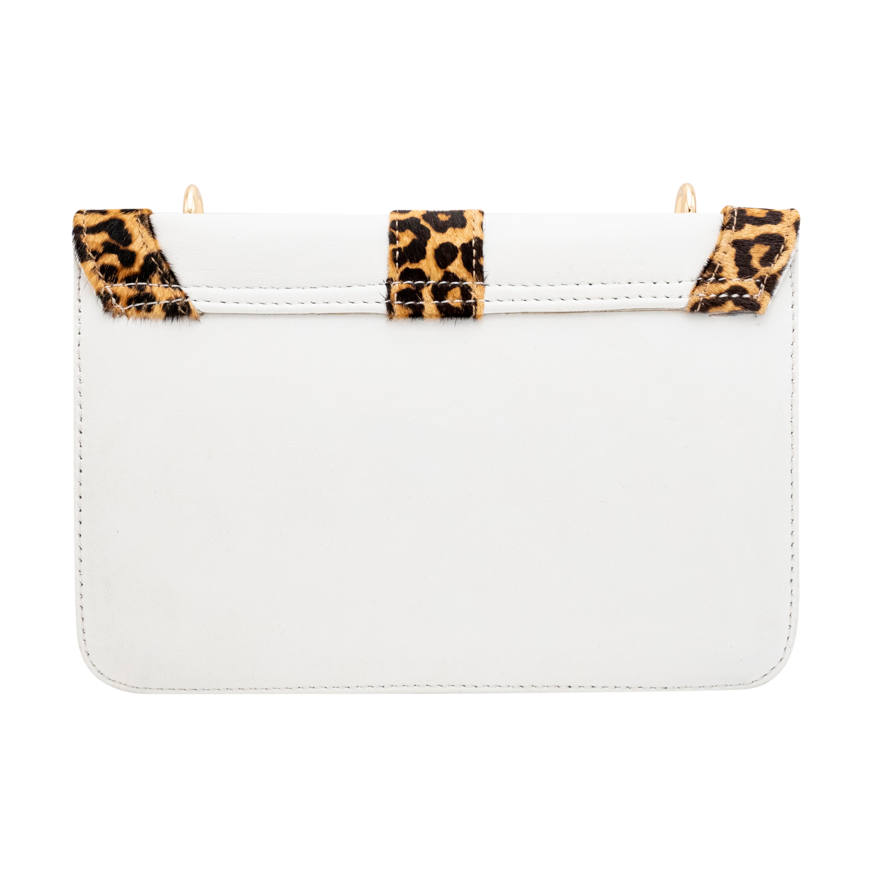 Genuine Leather Sling Bag - White , Leopard
