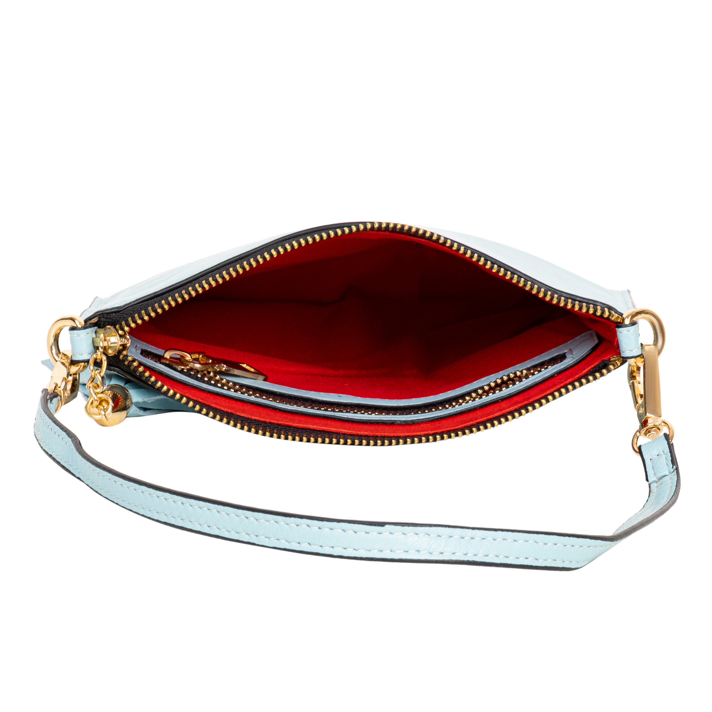 Genuine Leather Wristlet (Small) - Sky Blue