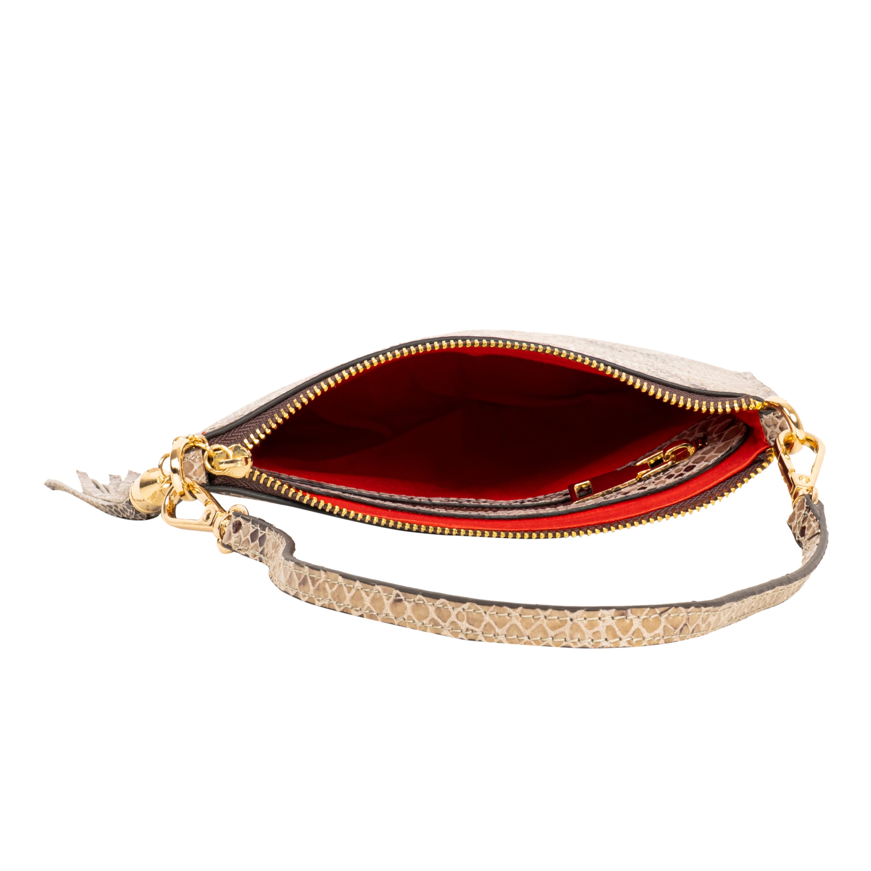 Genuine Leather Wristlet (Small) - Beige