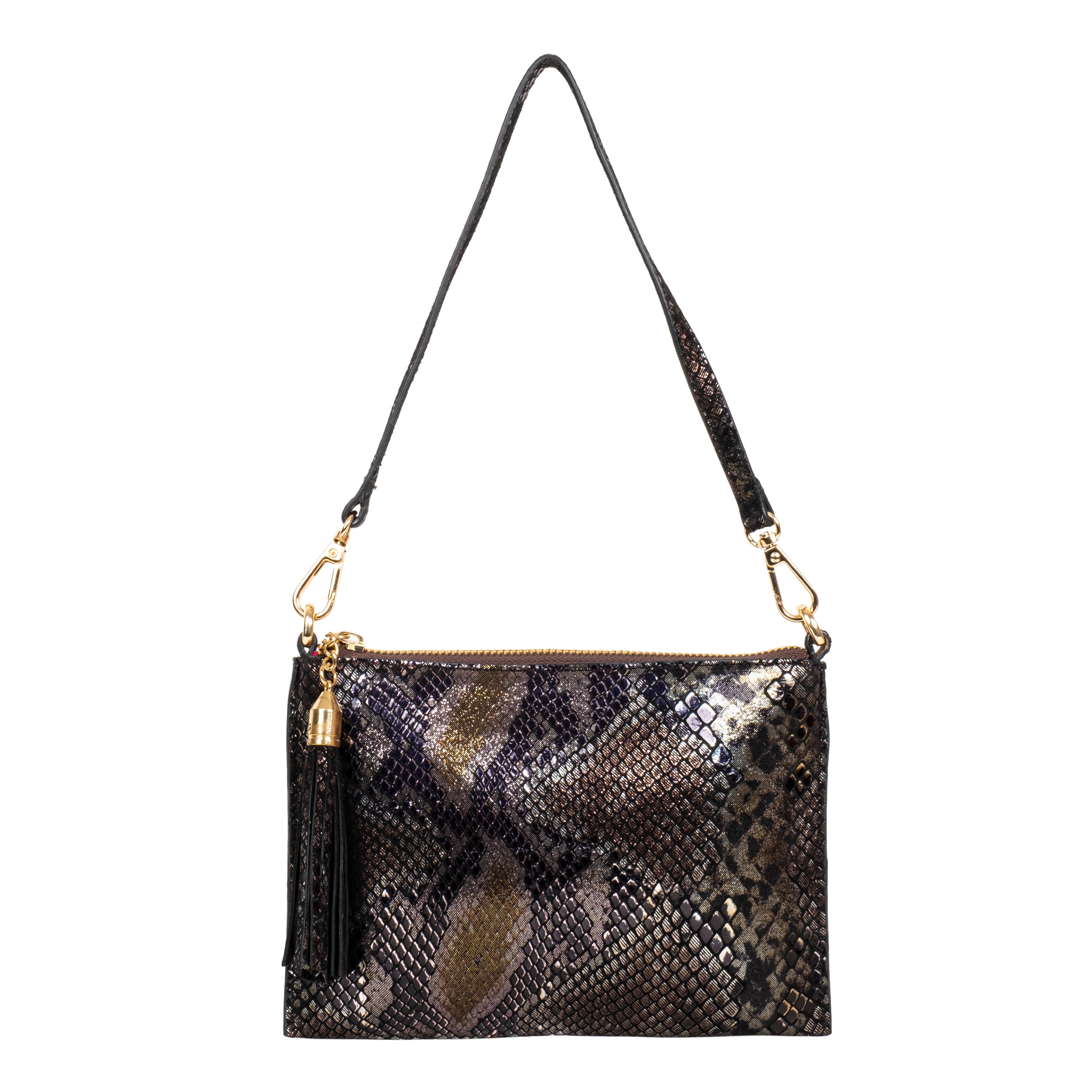 Genuine Leather Wristlet (Small) - Black Snake