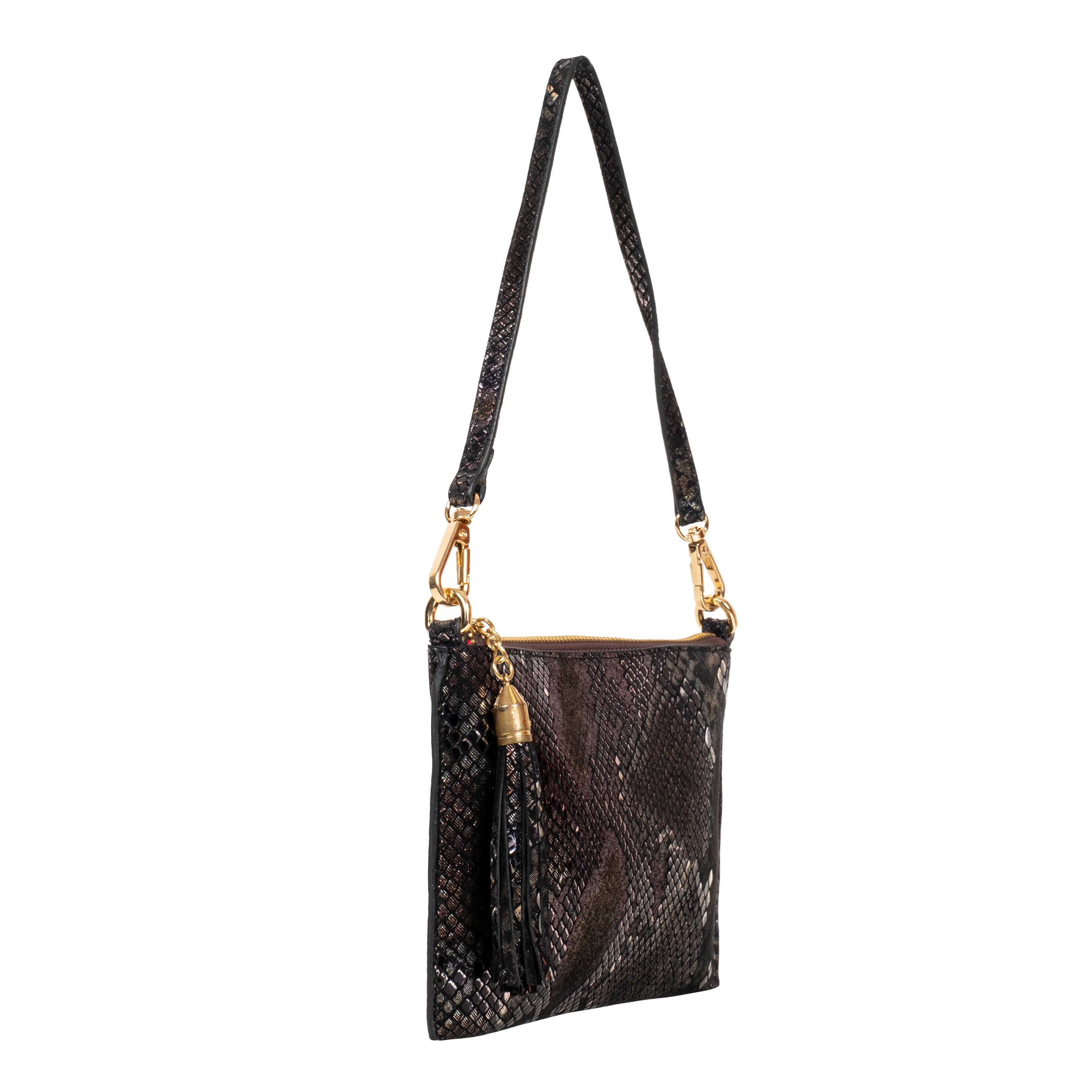 Genuine Leather Wristlet (Small) - Black Snake