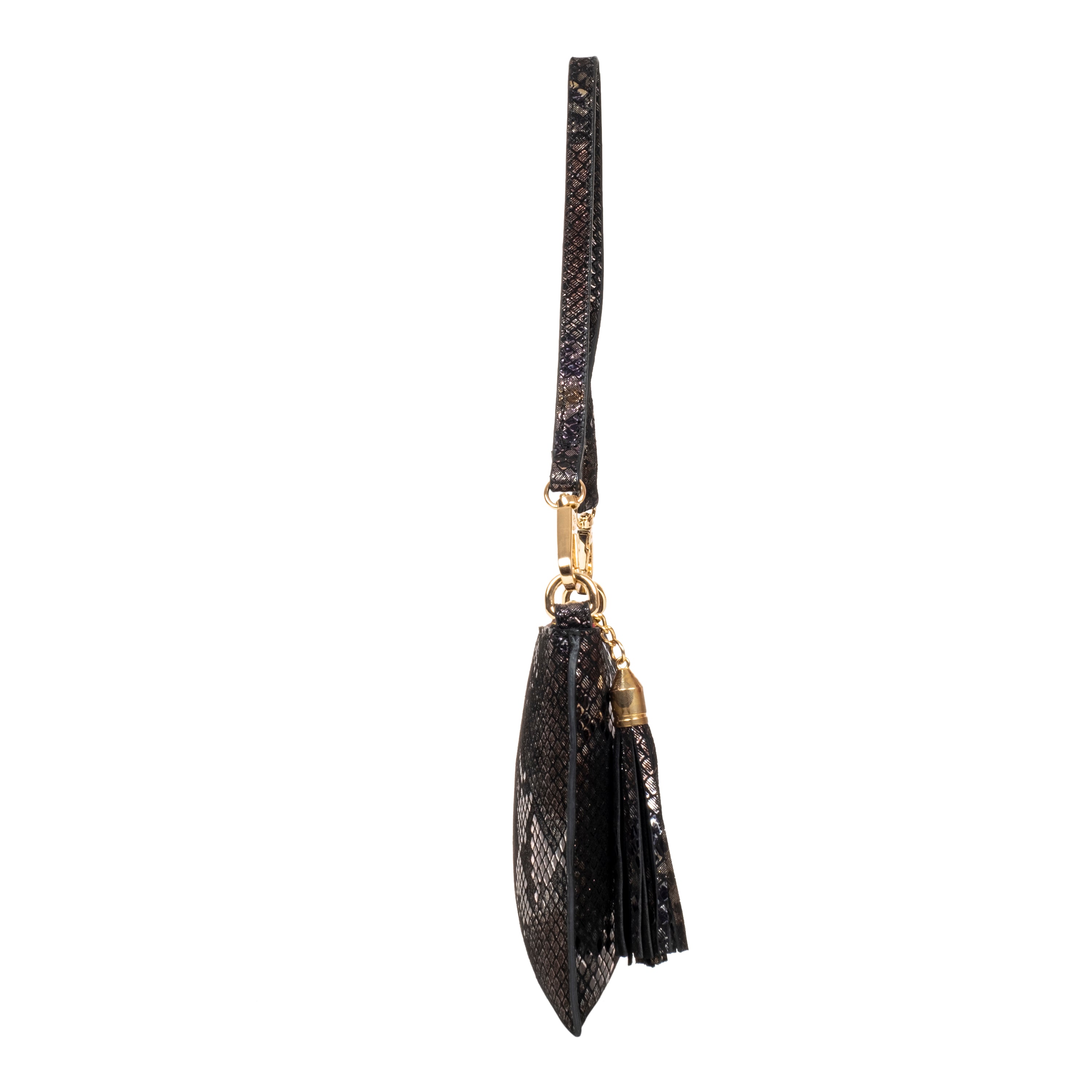 Genuine Leather Wristlet (Small) - Black Snake
