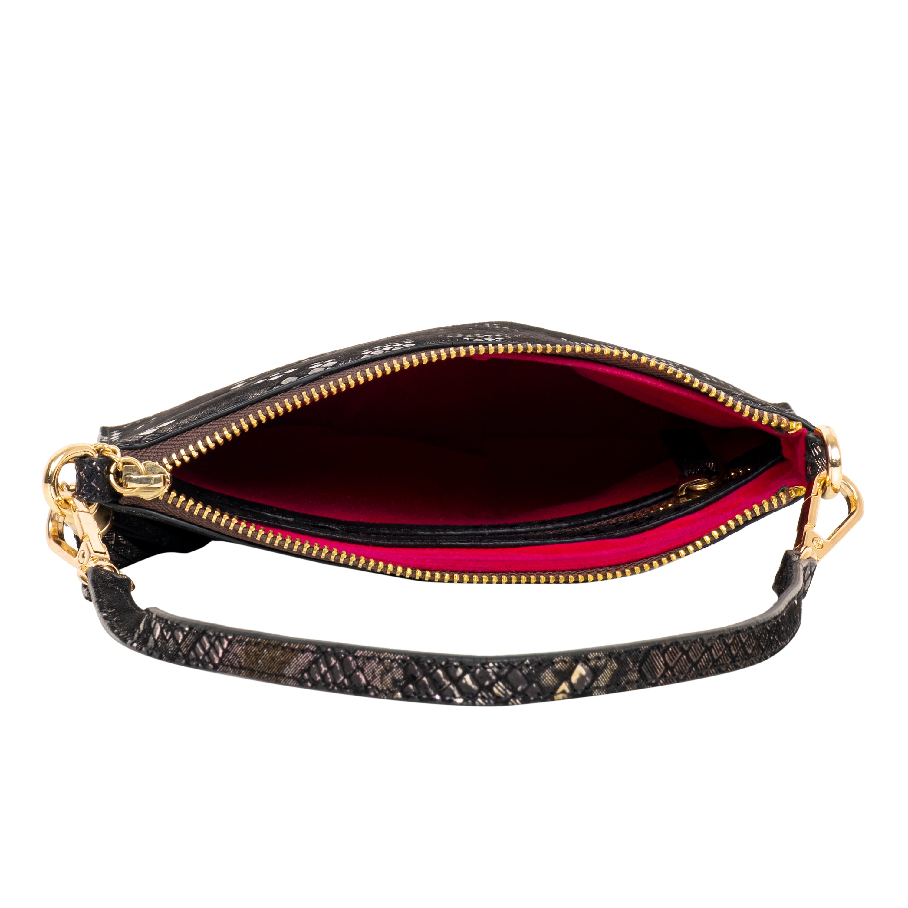 Genuine Leather Wristlet (Small) - Black Snake