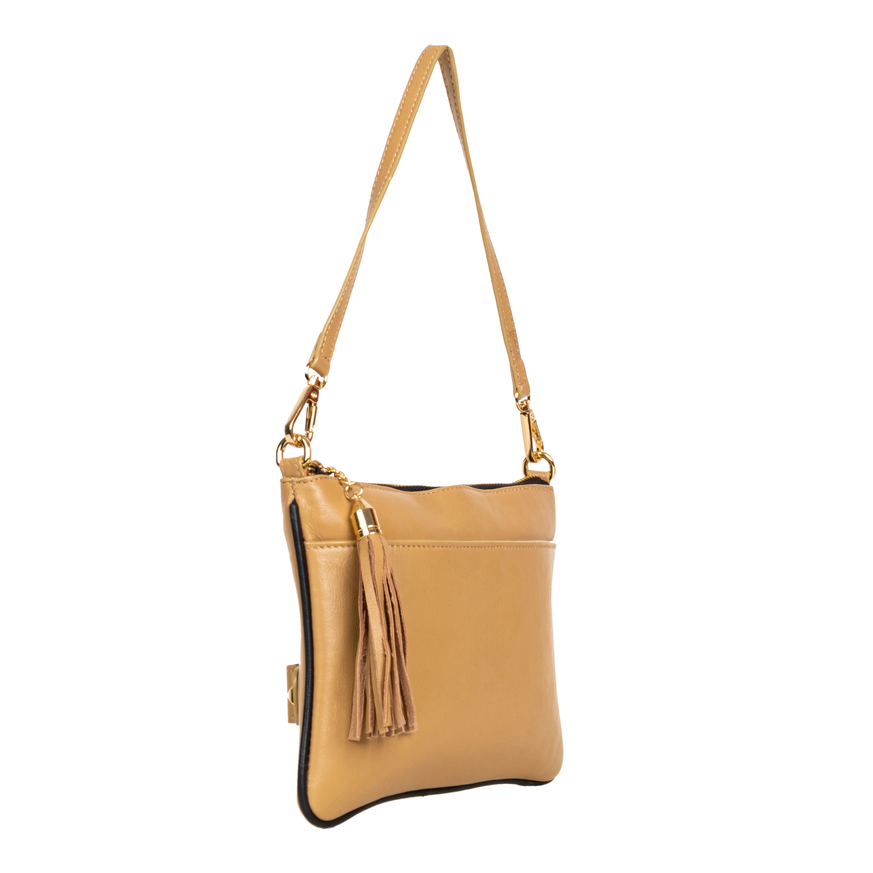 Genuine Leather Wristlet - Tan