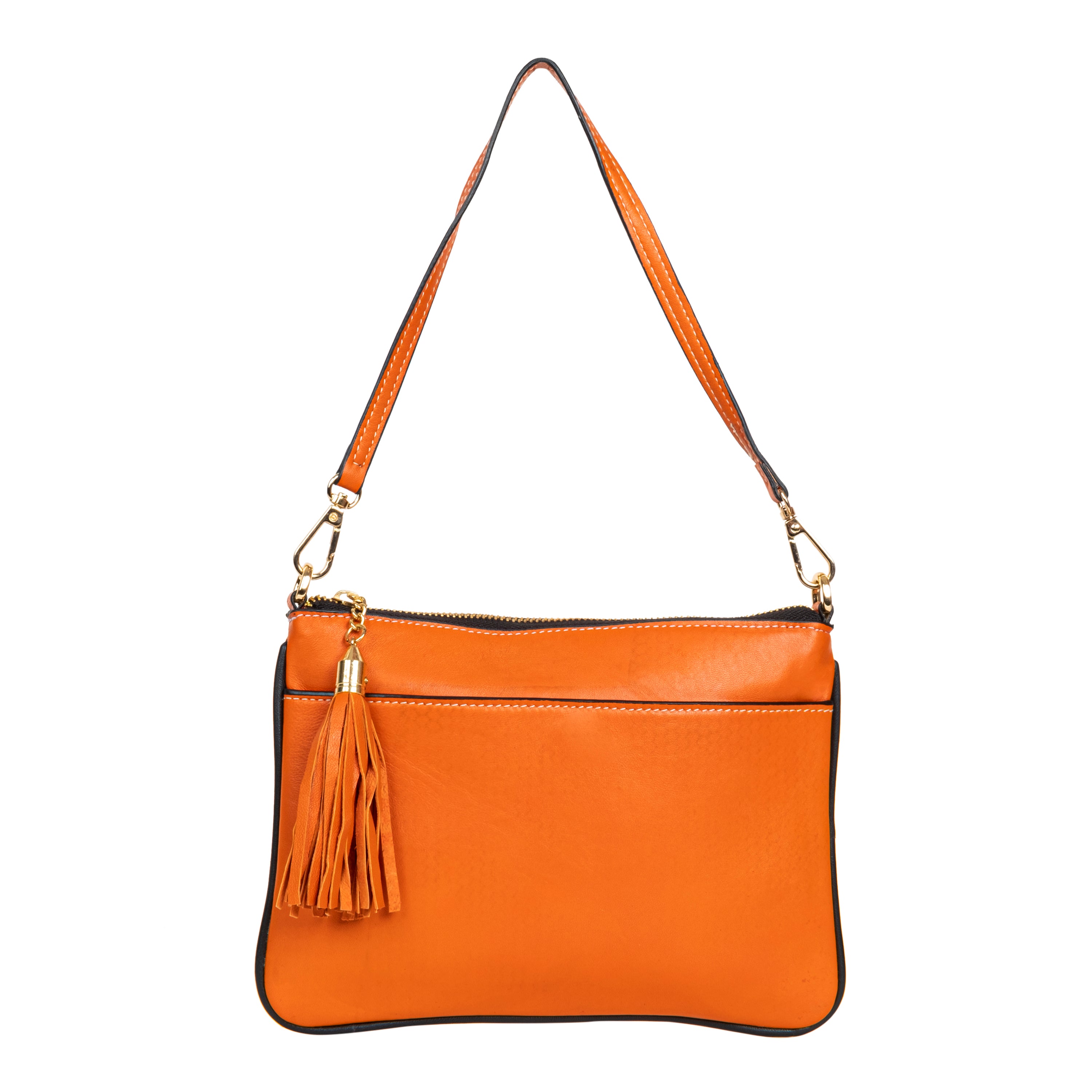 Genuine Leather Wristlet - Orange