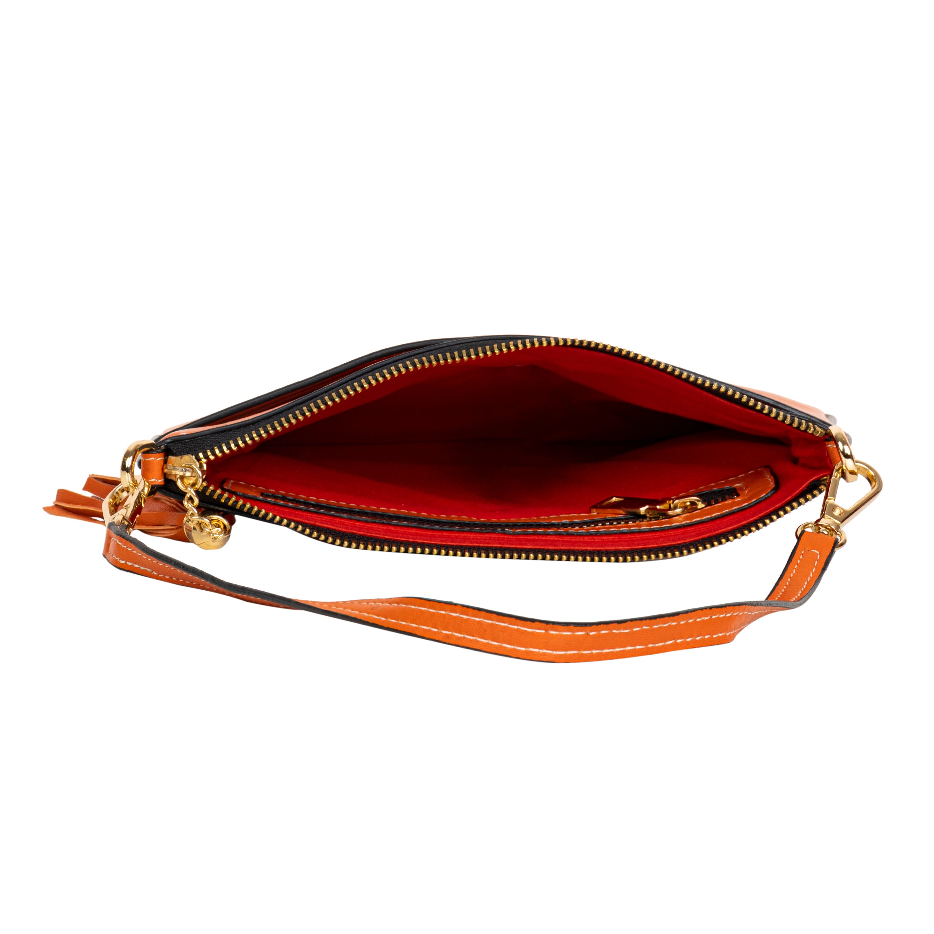 Genuine Leather Wristlet - Orange
