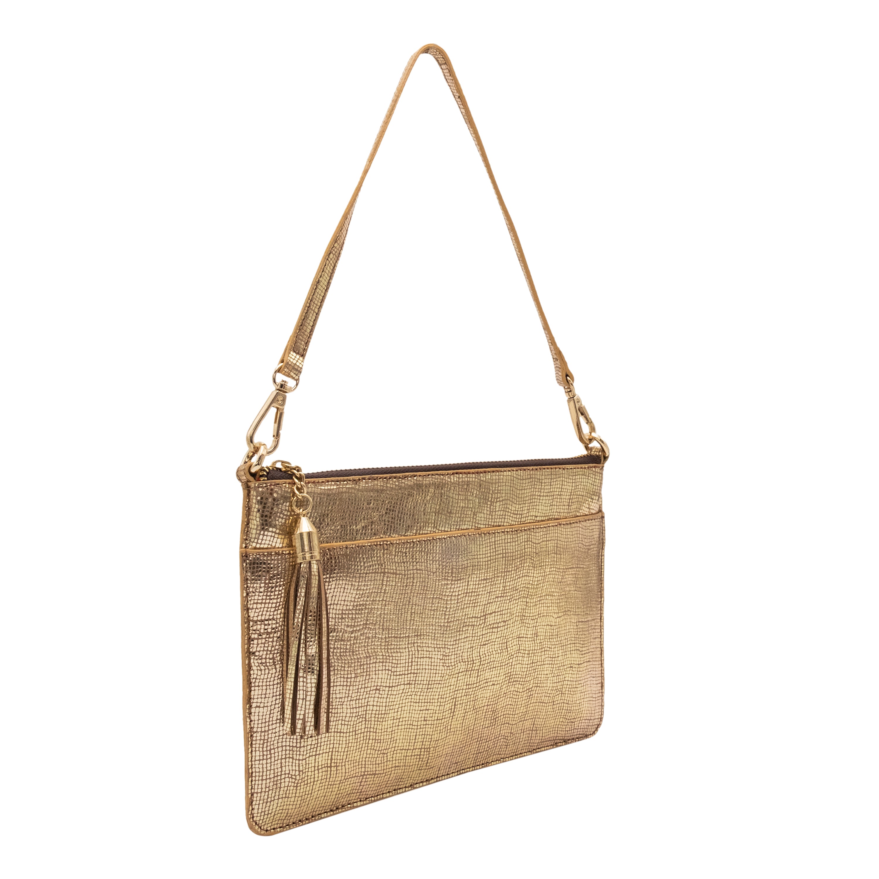Genuine Leather Wristlet - Golden