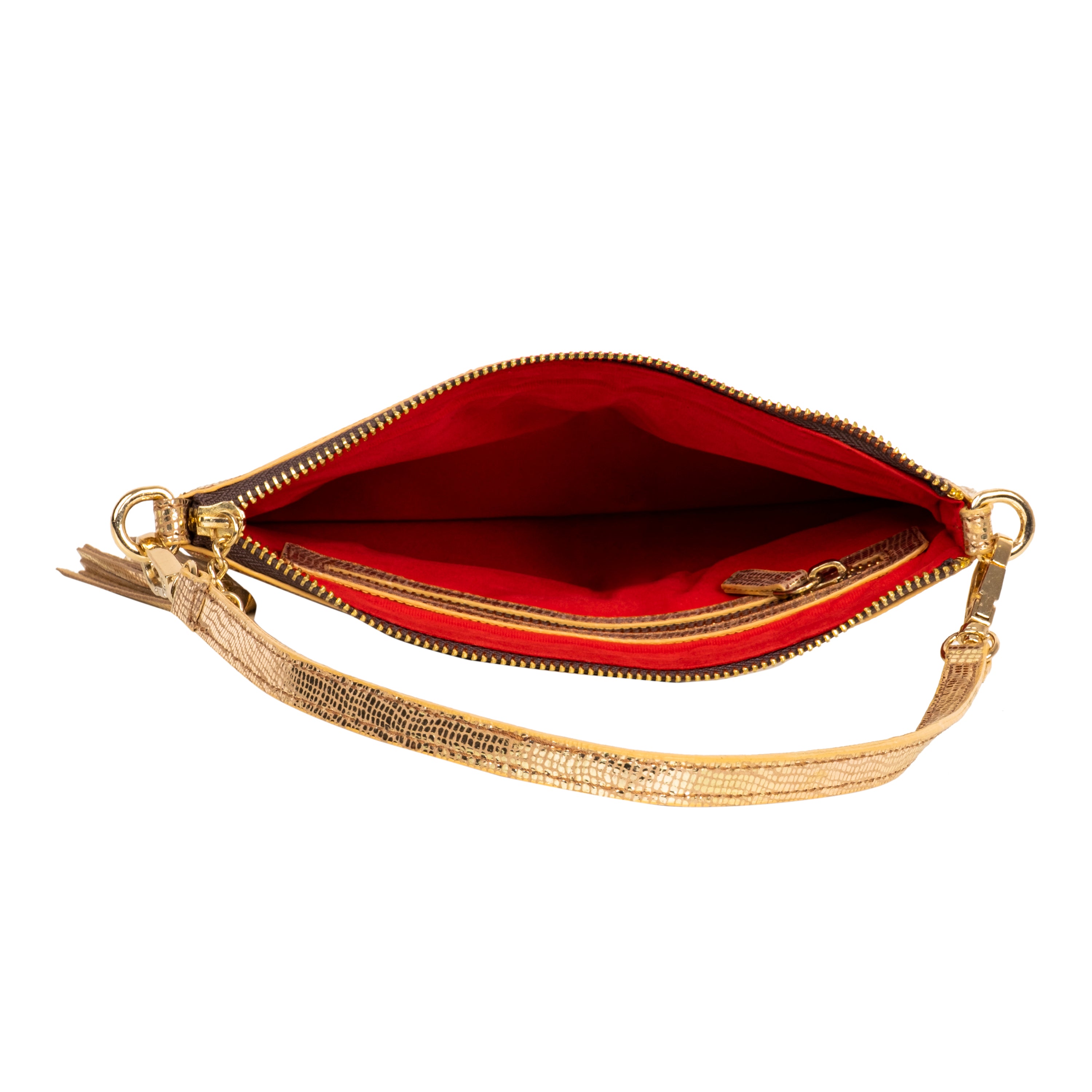 Genuine Leather Wristlet - Golden