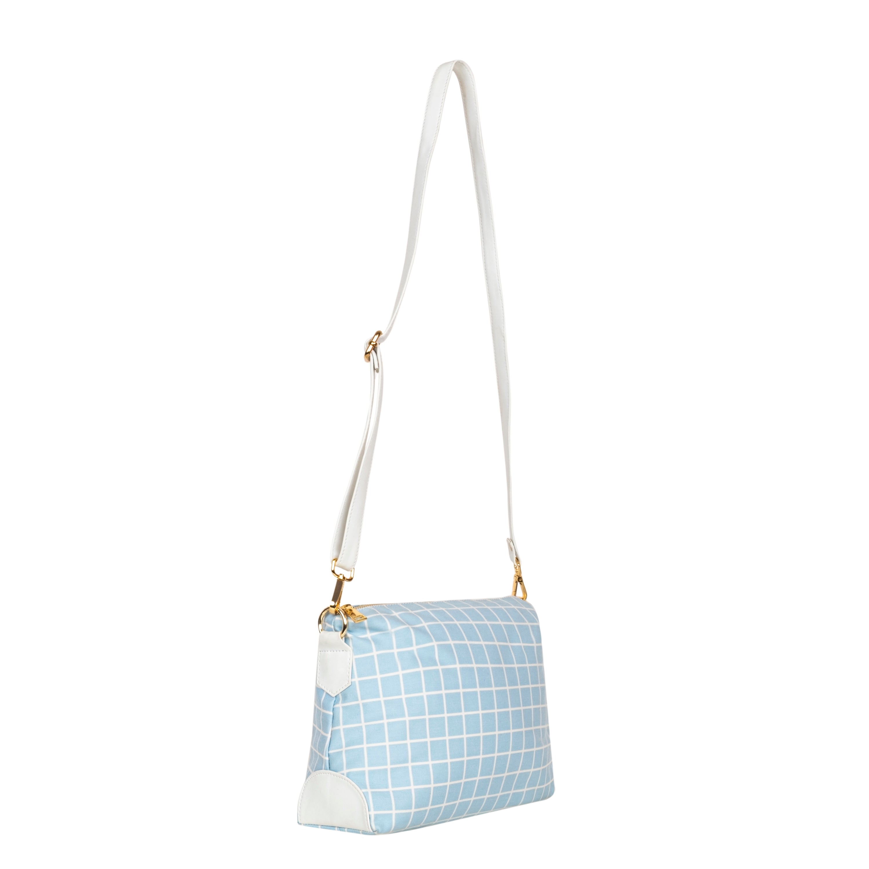 Printed Sling Bag Blue-Check