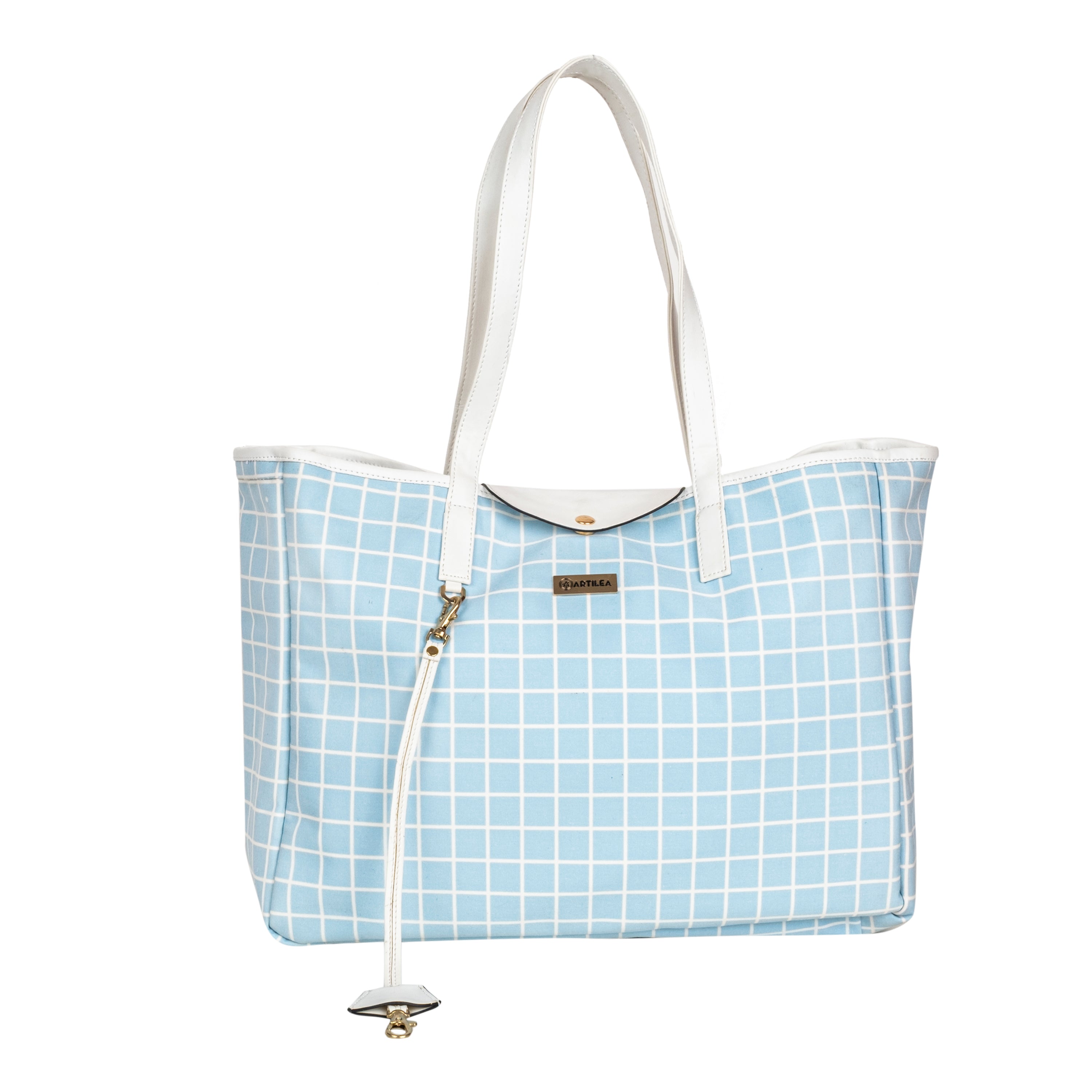 Convertible Tote Bag-Blue Check