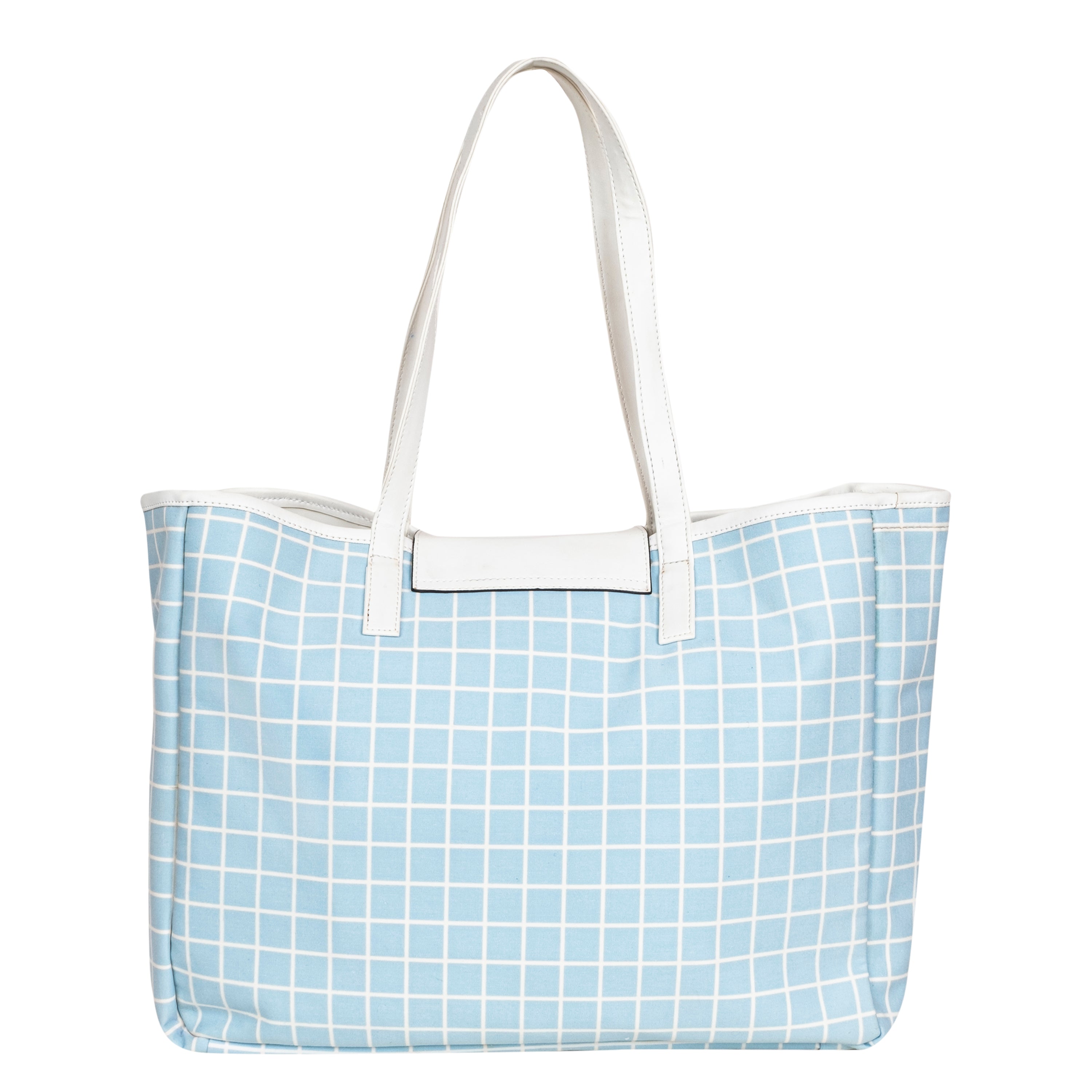 Convertible Tote Bag-Blue Check
