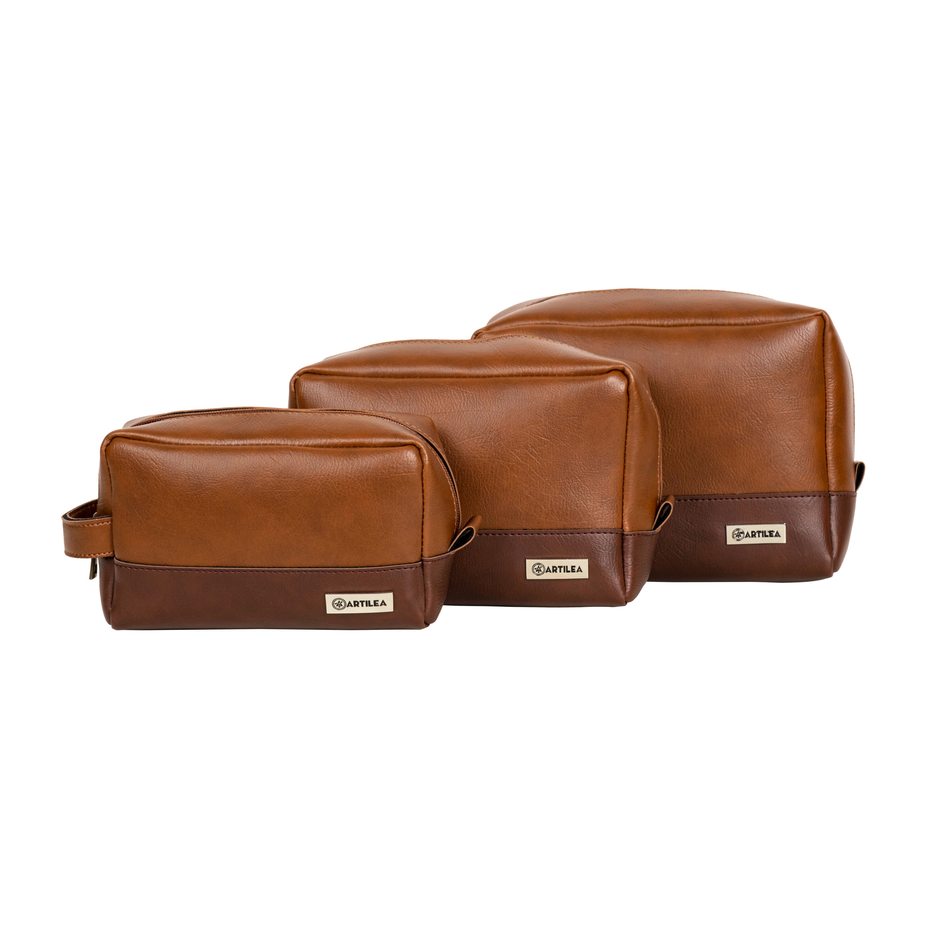 PU Pouch (Set of 3) - Tan and Brown