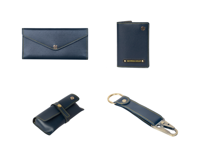 Personalised Gift Set for Women: includes Wallet, Passport Cover, Sunglass Case, Keychain (All products avialable in box)