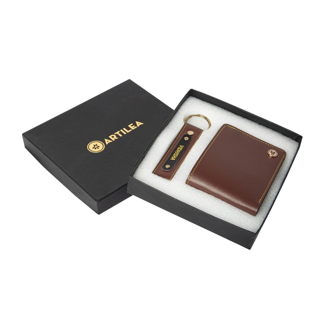 Wallet Keychain Set-Brown