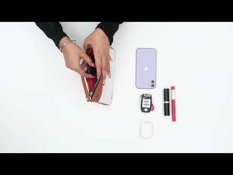 Vegan Leather Wristlet - White And Tan