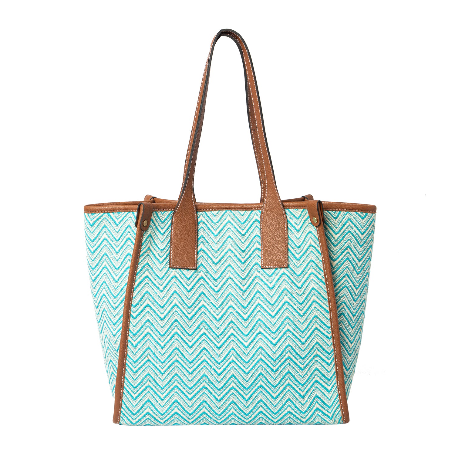 Bag - Cyan Chevron Tote