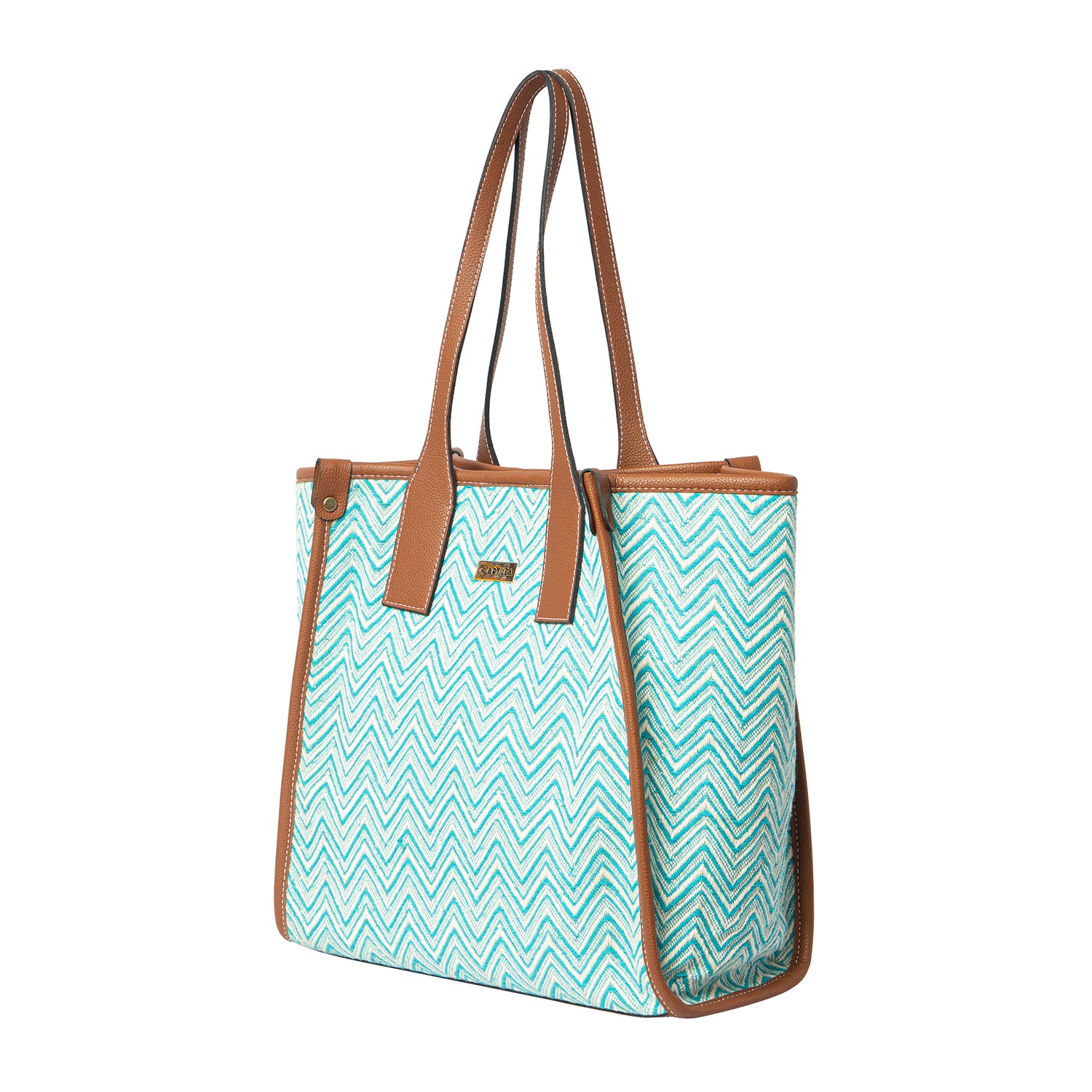 Bag - Cyan Chevron Tote