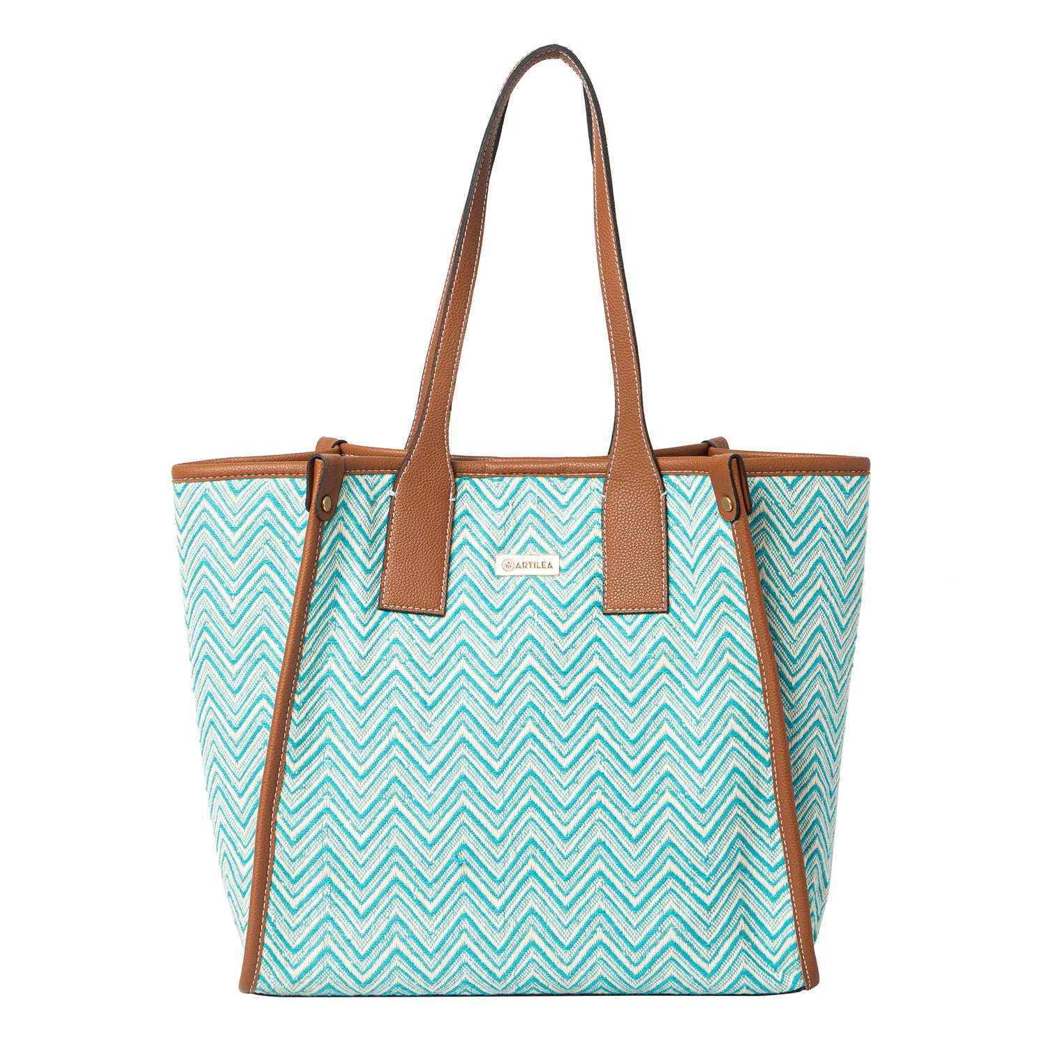 Bag - Cyan Chevron Tote