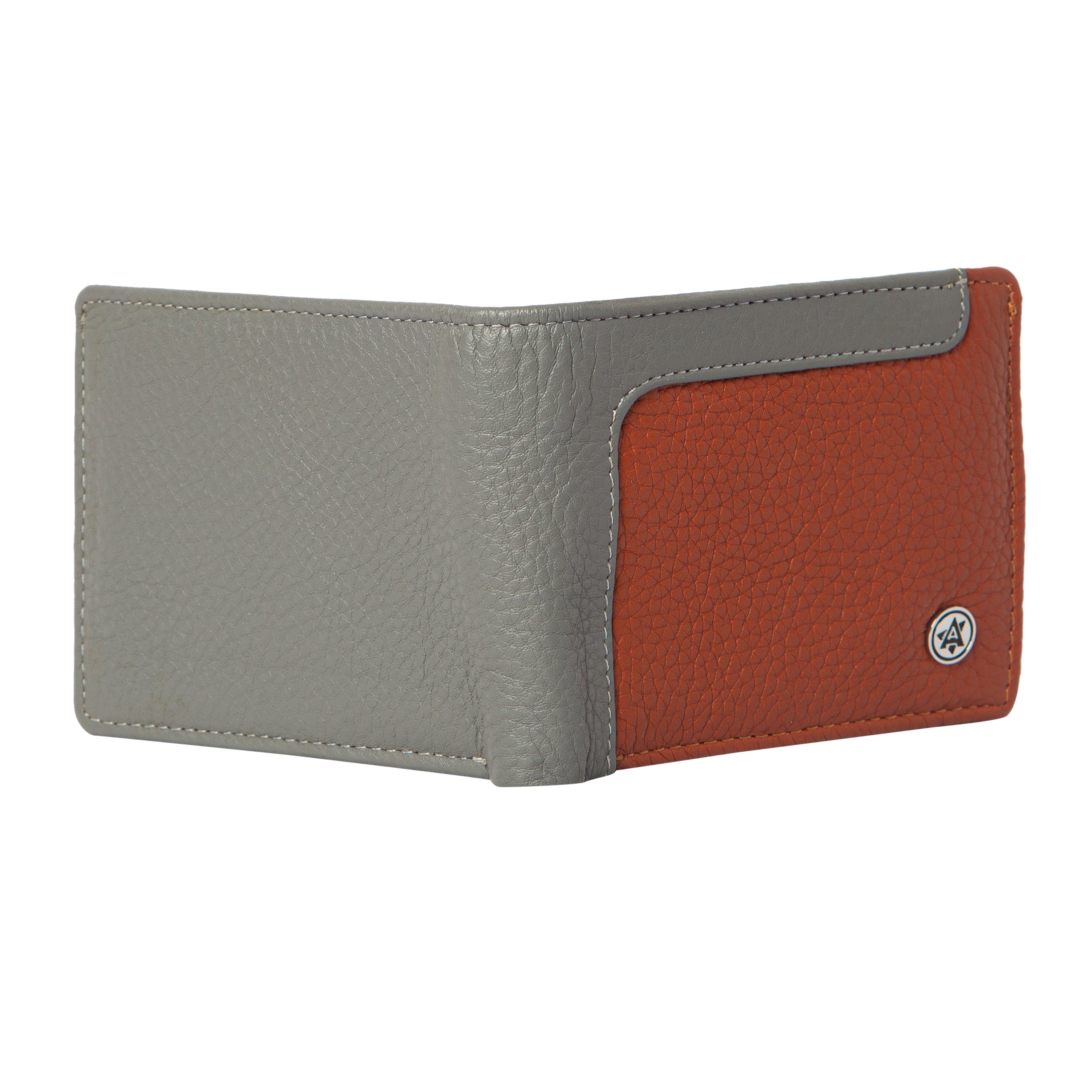 Genuine Leather Brown Grey Wallet