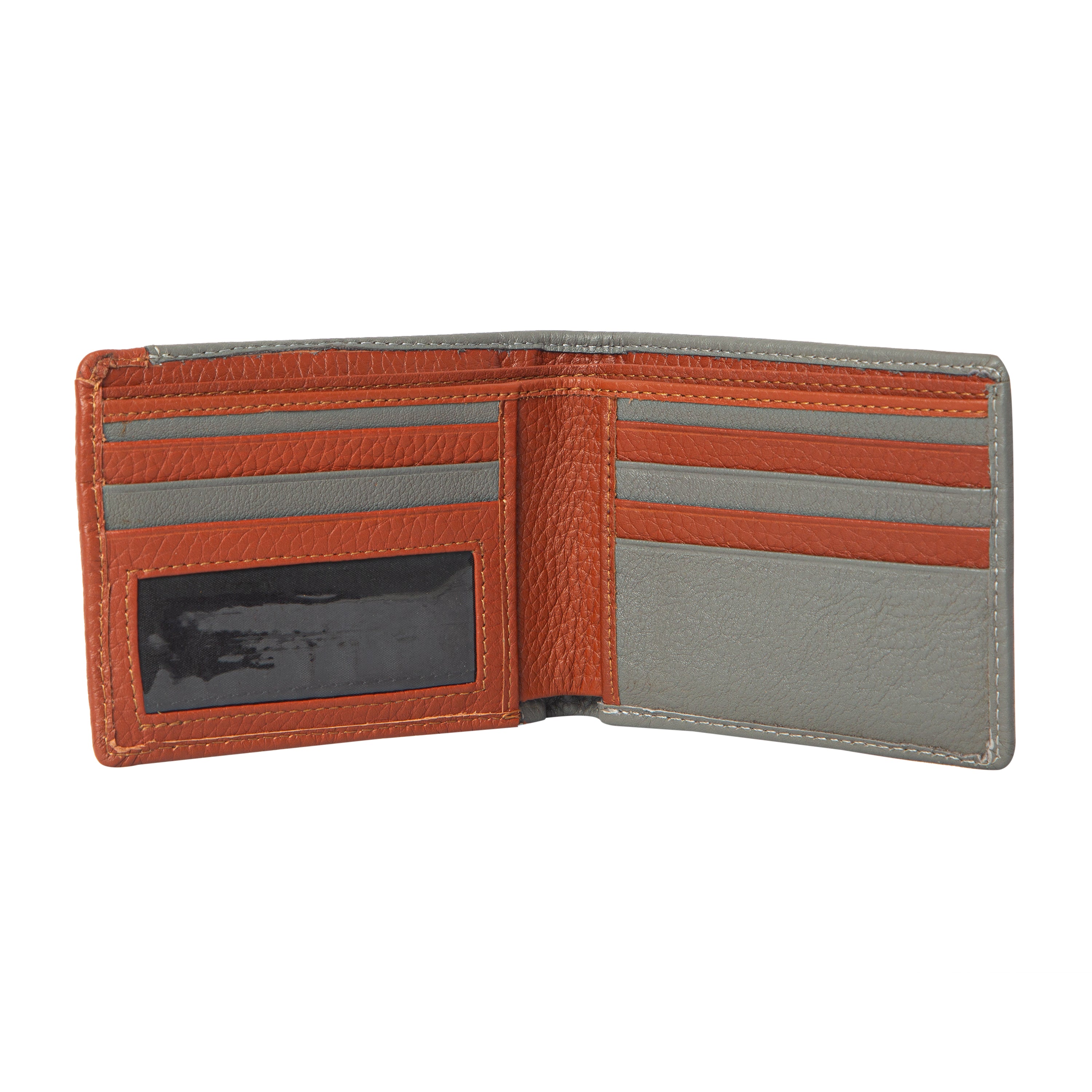 Genuine Leather Brown Grey Wallet