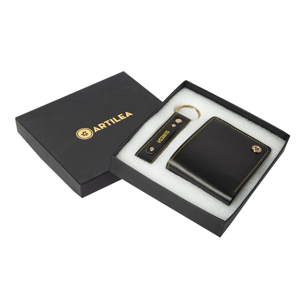 Personalised Gift Set - Mens Wallet and Keychain